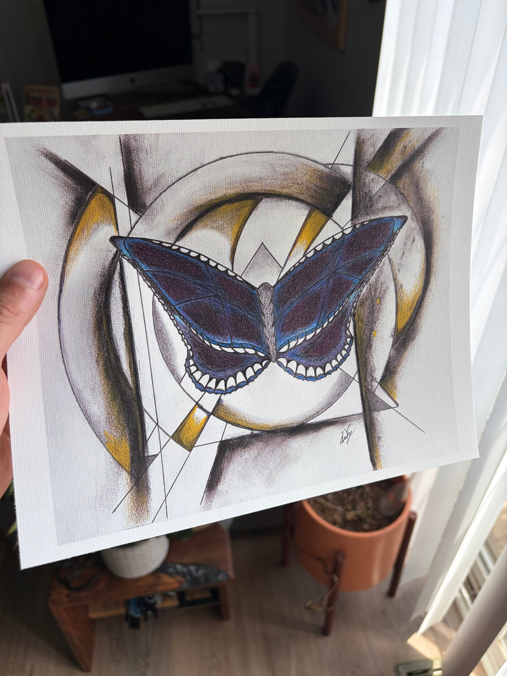 Butterfly Geometric Canvas Print | Original Sketch Art | 8.5" x 11" Cotton Canvas Wall Art