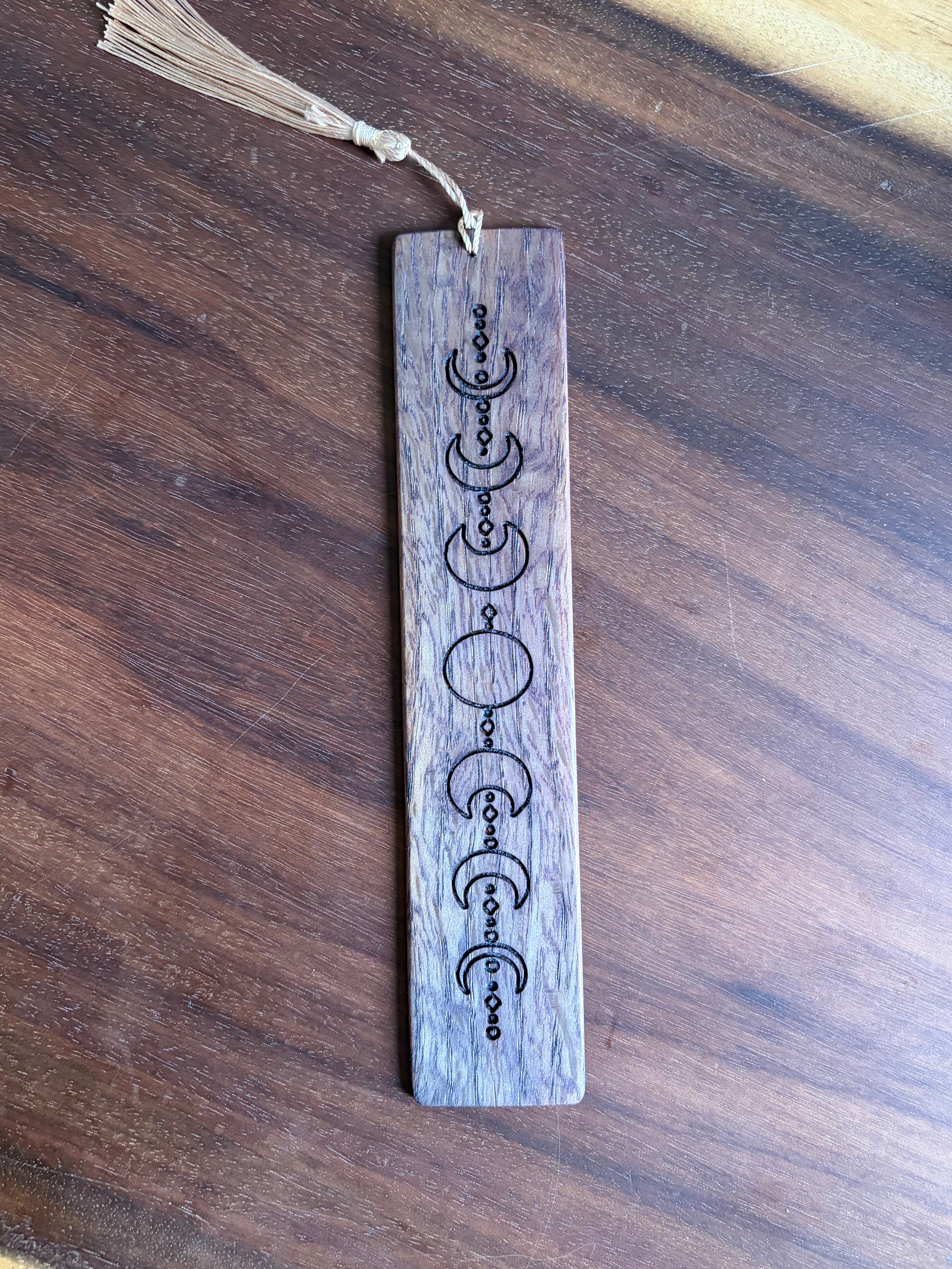 Moon Phase Wooden Bookmark - Celestial Bookmark