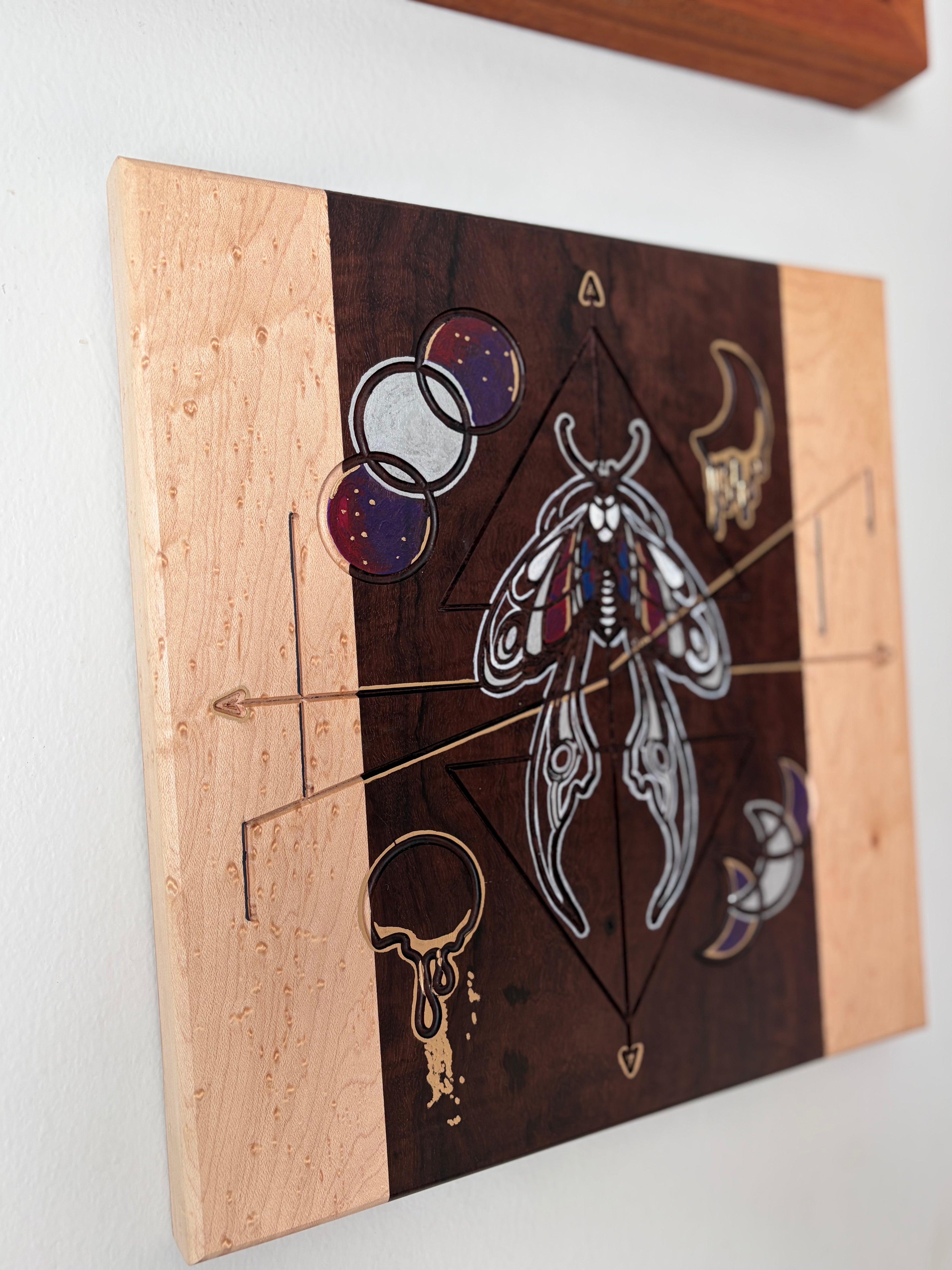 Life in Death | Original Celestial Moth Artwork on Katalox & Birdseye Maple
