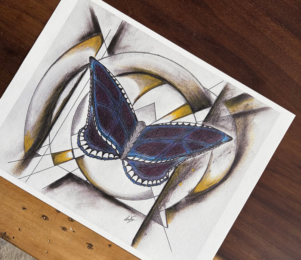 Butterfly Geometric Canvas Print | Original Sketch Art | 8.5" x 11" Cotton Canvas Wall Art