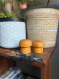 Hand Turned Osage Orange Wood Mushrooms – Natural Woodland Decor – Handmade Wooden Mushroom Pair