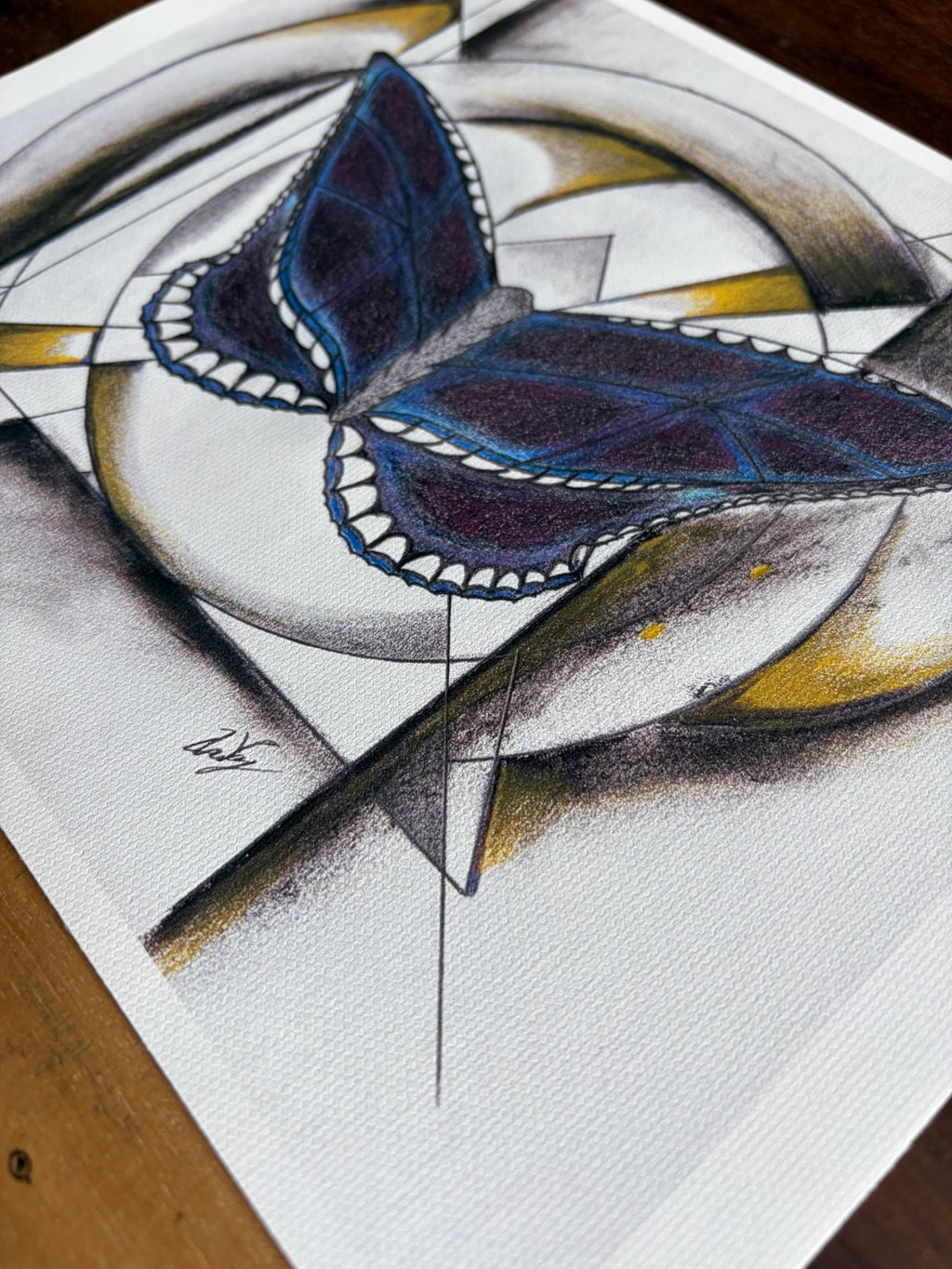 Butterfly Geometric Canvas Print | Original Sketch Art | 8.5" x 11" Cotton Canvas Wall Art