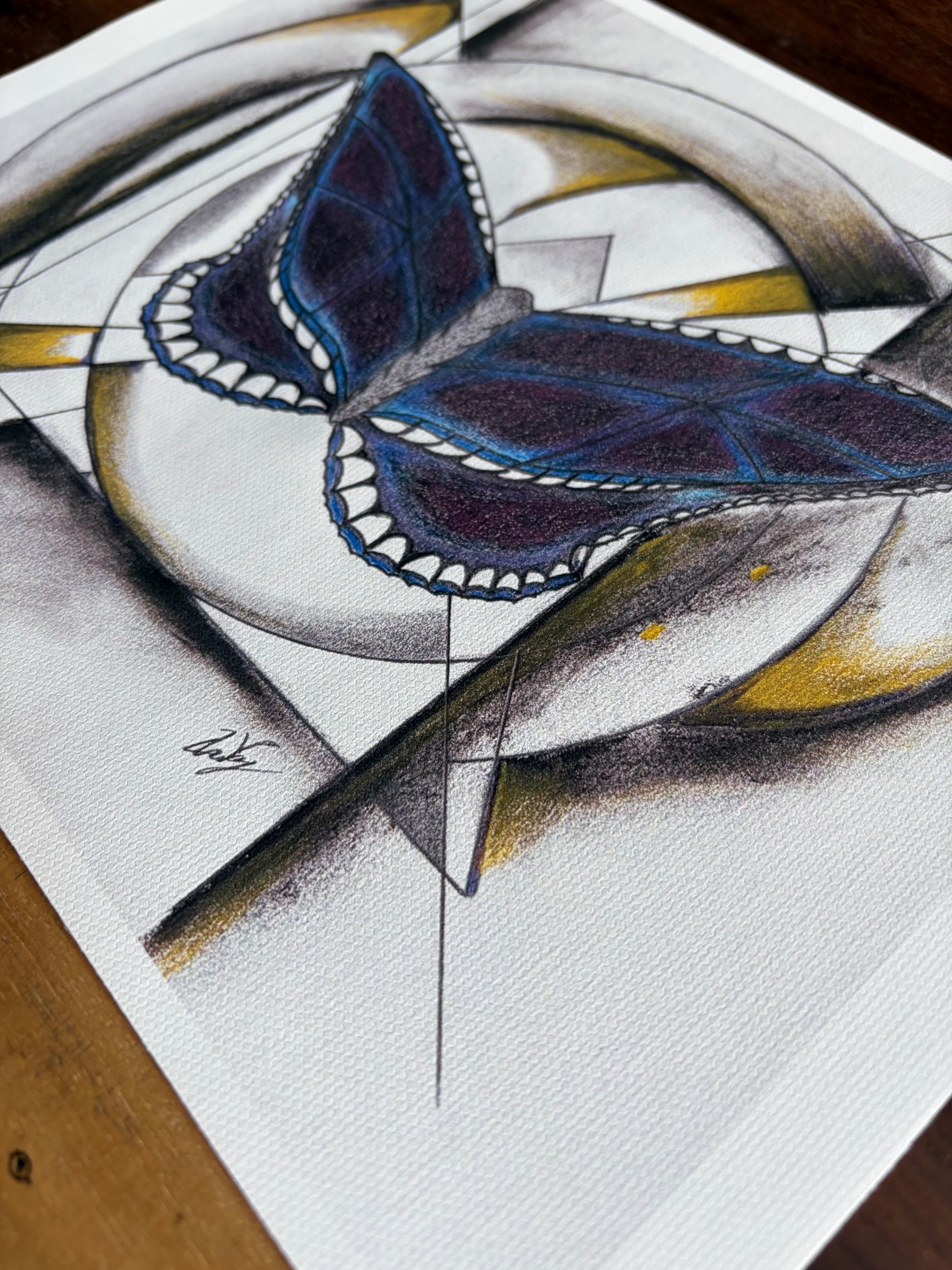 Butterfly Geometric Canvas Print | Original Sketch Art | 8.5" x 11" Cotton Canvas Wall Art