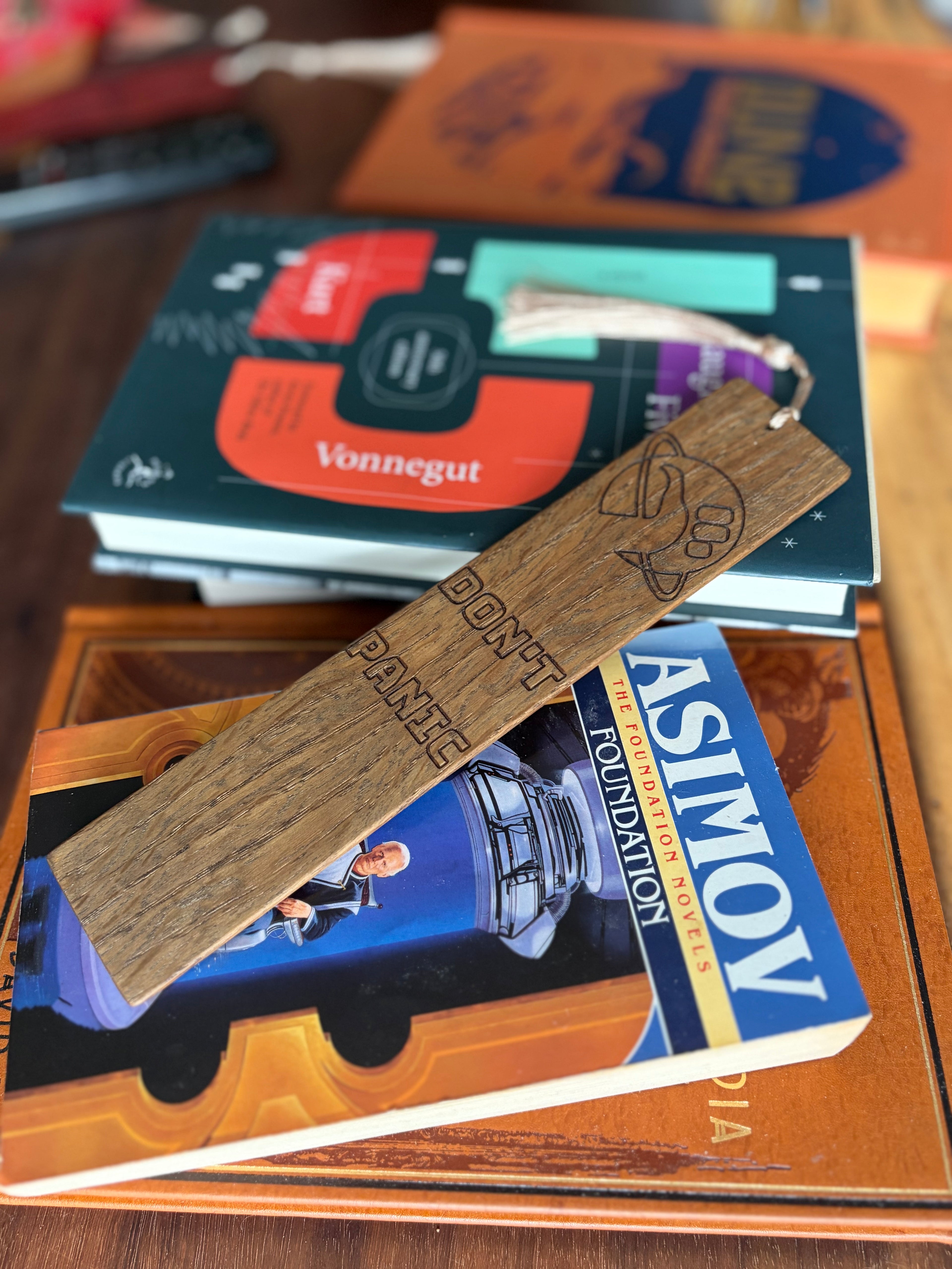 Handmade White Oak "Don't Panic" Bookmark | Hitchhiker's Guide Inspired