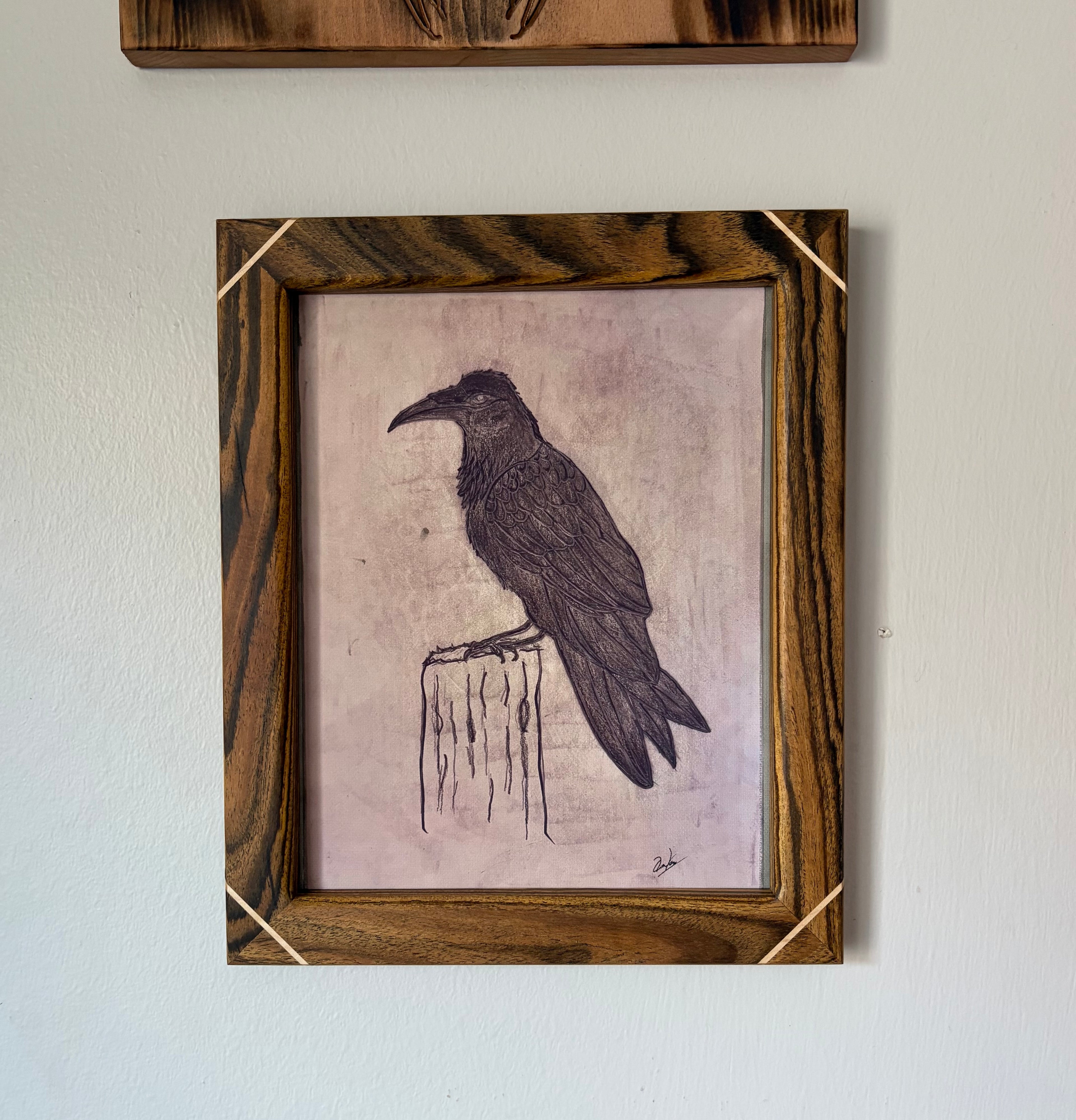 Raven Sketch Art Print – Hand-Drawn Cotton Canvas Wall Art (8.5" x 11")