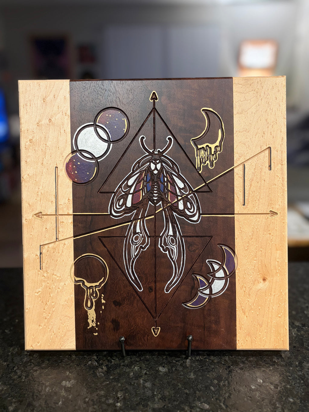 Life in Death | Original Celestial Moth Artwork on Katalox & Birdseye Maple