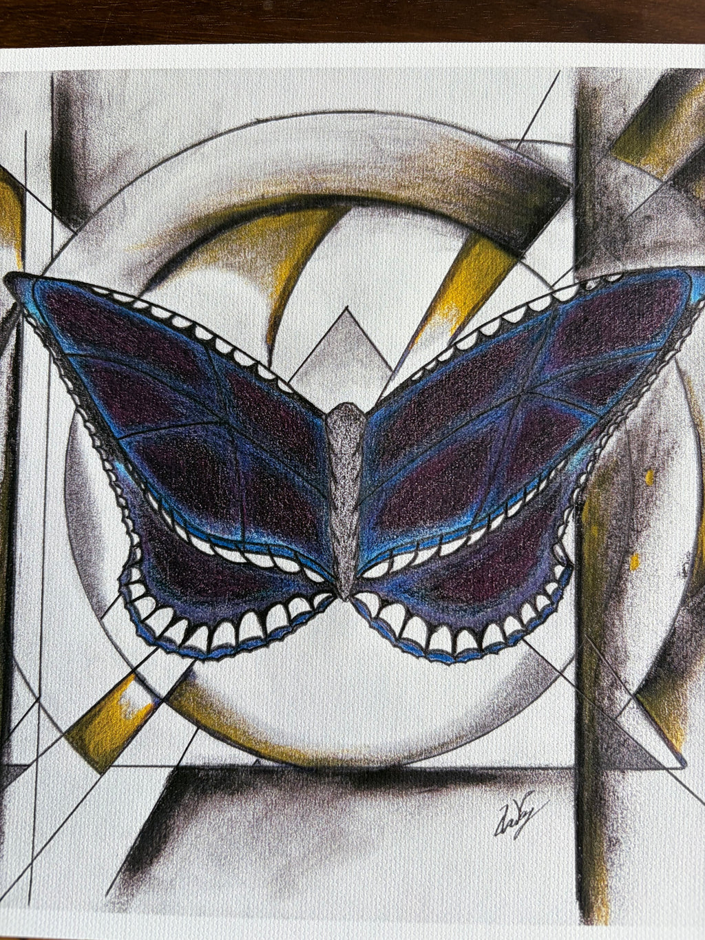 Butterfly Geometric Canvas Print | Original Sketch Art | 8.5" x 11" Cotton Canvas Wall Art