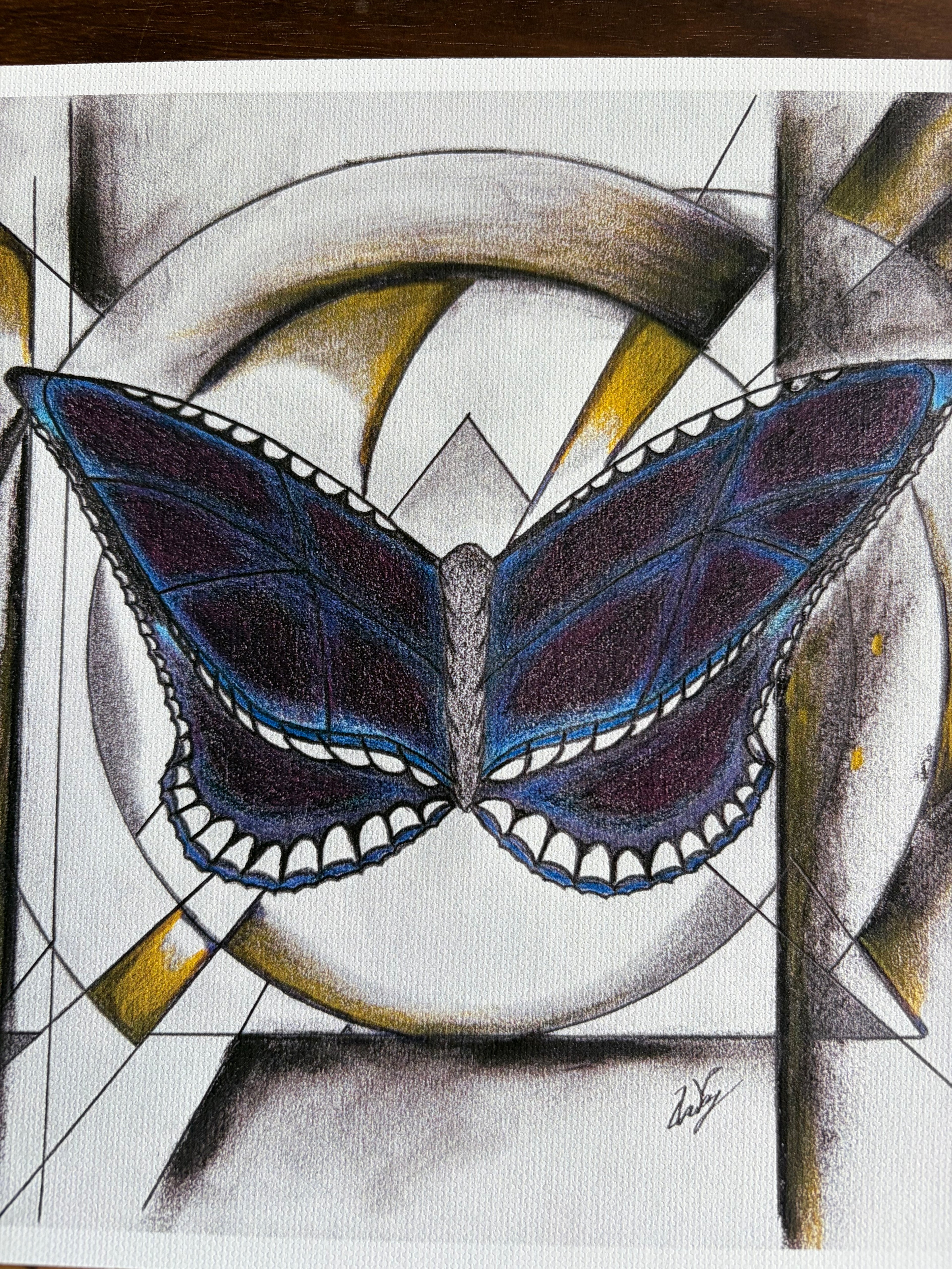 Butterfly Geometric Canvas Print | Original Sketch Art | 8.5" x 11" Cotton Canvas Wall Art