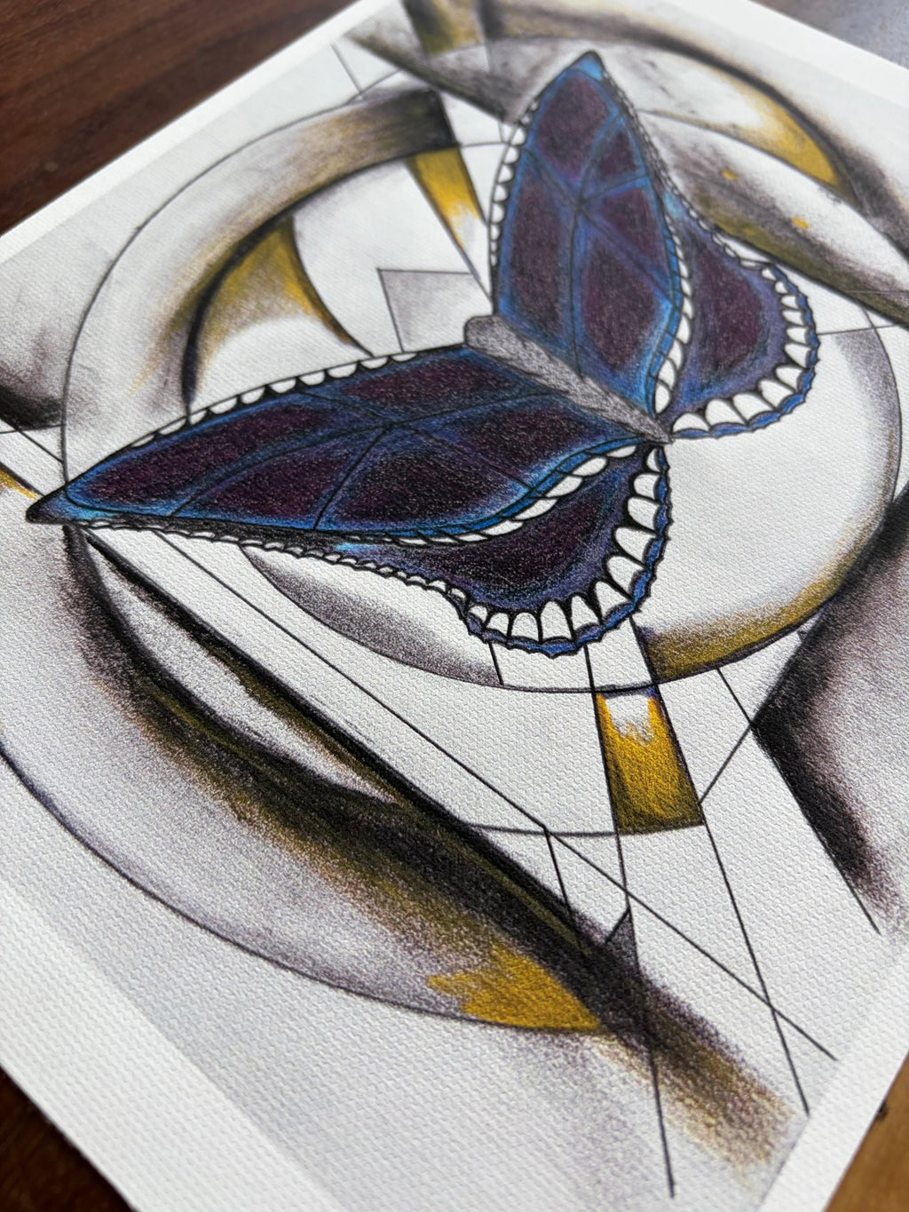 Butterfly Geometric Canvas Print | Original Sketch Art | 8.5" x 11" Cotton Canvas Wall Art
