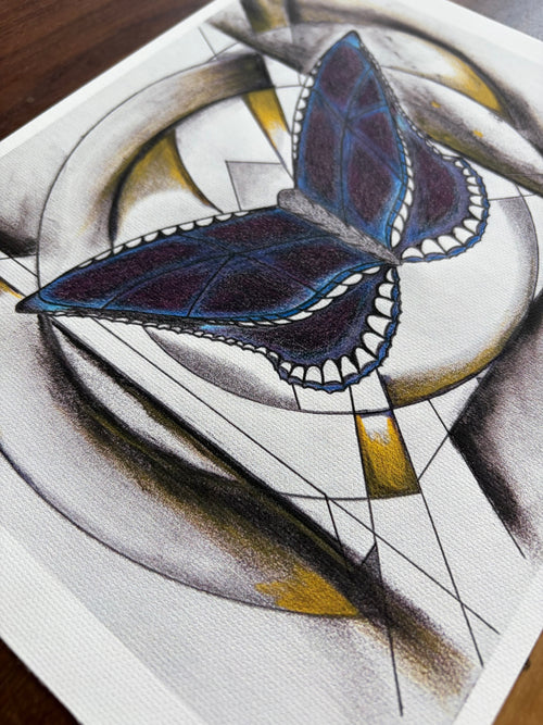 Butterfly Geometric Canvas Print | Original Sketch Art | 8.5" x 11" Cotton Canvas Wall Art