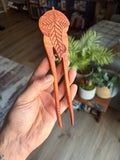 Handcrafted Hawaiian Koa Wood Hair Fork – Celtic Knot, Butterfly & Lorien Leaf Designs
