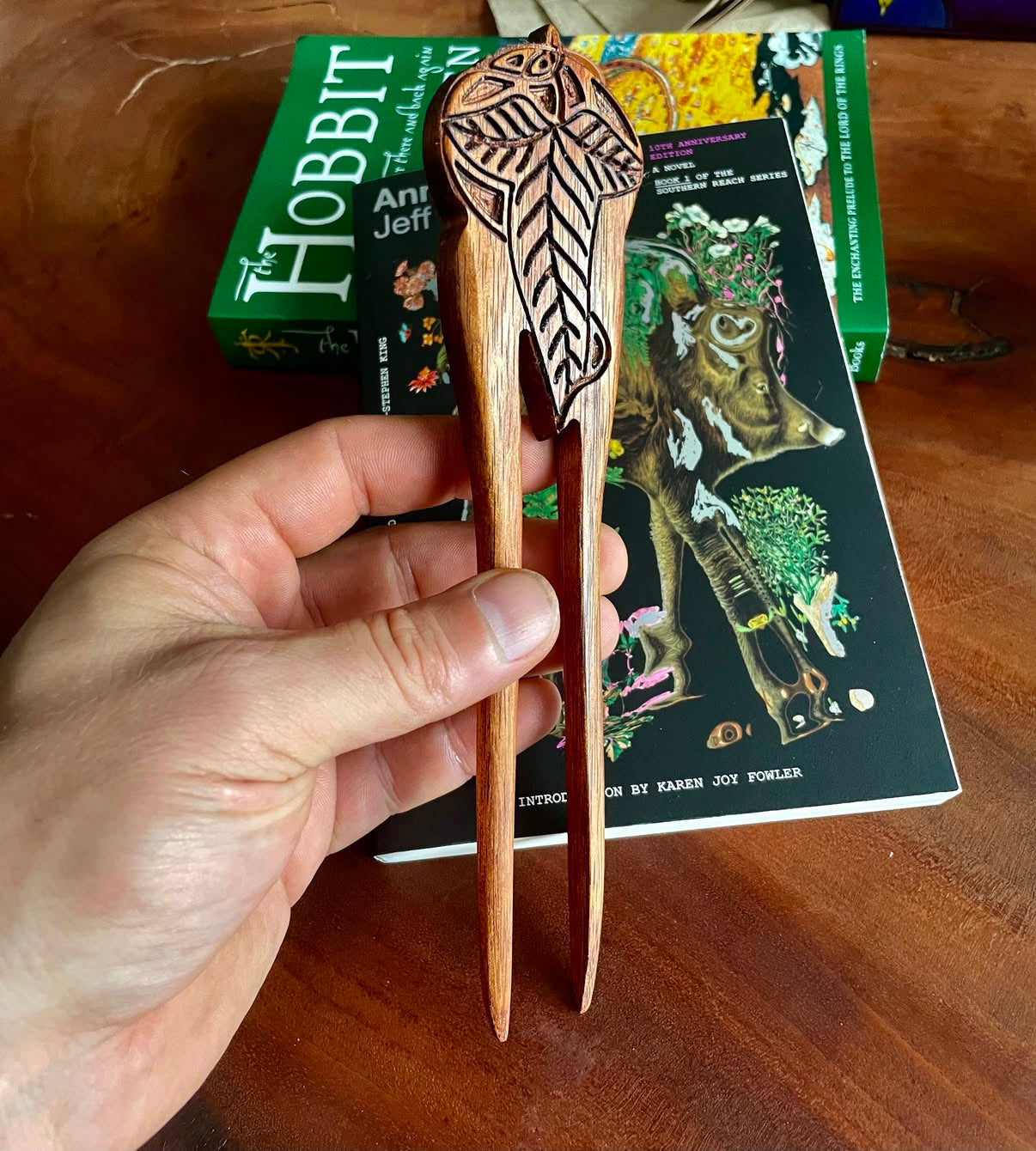 Handcrafted Hawaiian Koa Wood Hair Fork – Celtic Knot, Butterfly & Lorien Leaf Designs