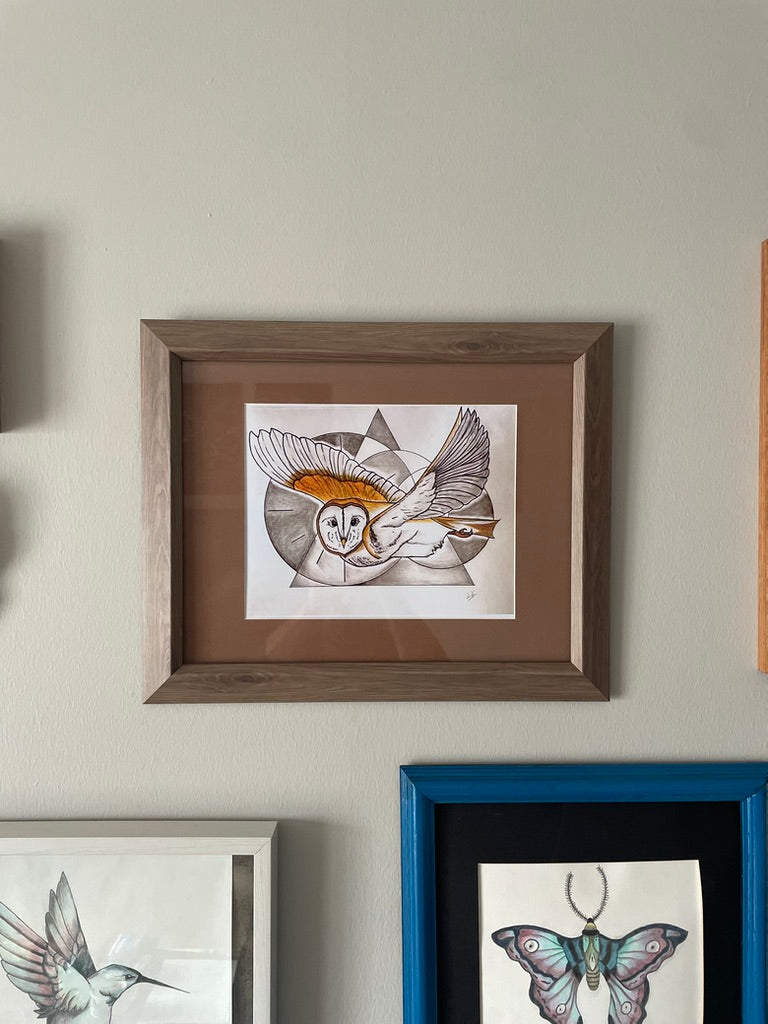 Labyrinth Goblin King Tribute Owl Canvas Print – Original Fantasy Sketch | 8.5" x 11"