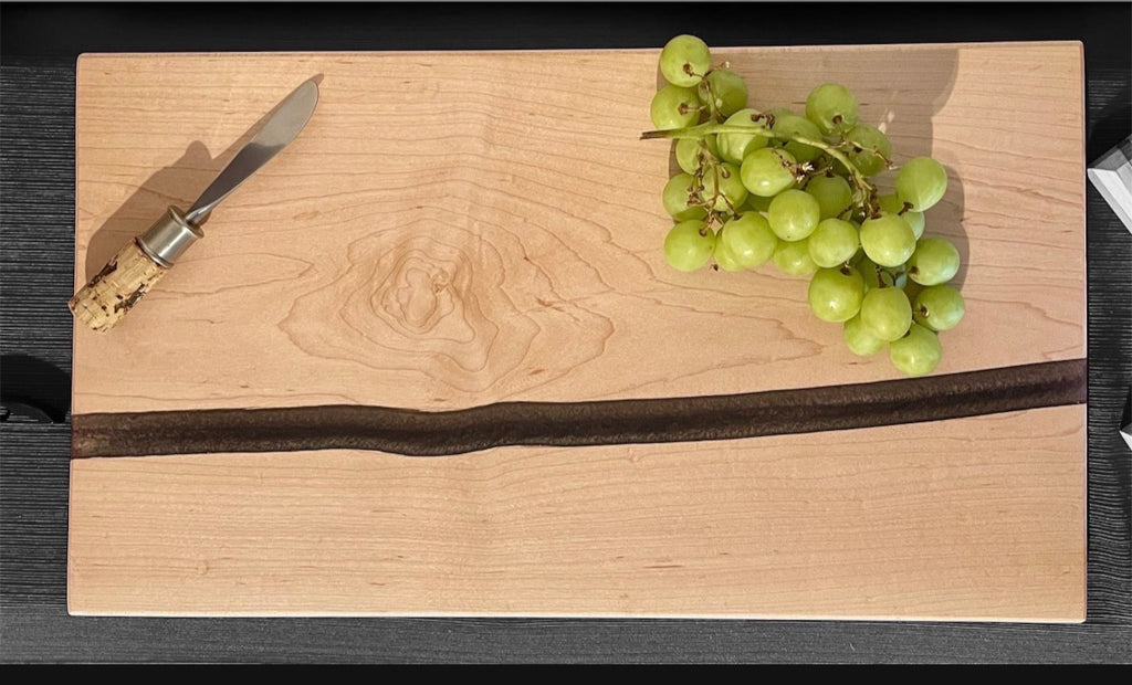 Handcrafted Maple River Charcuterie Board with Ambrosia Maple Coaster Set