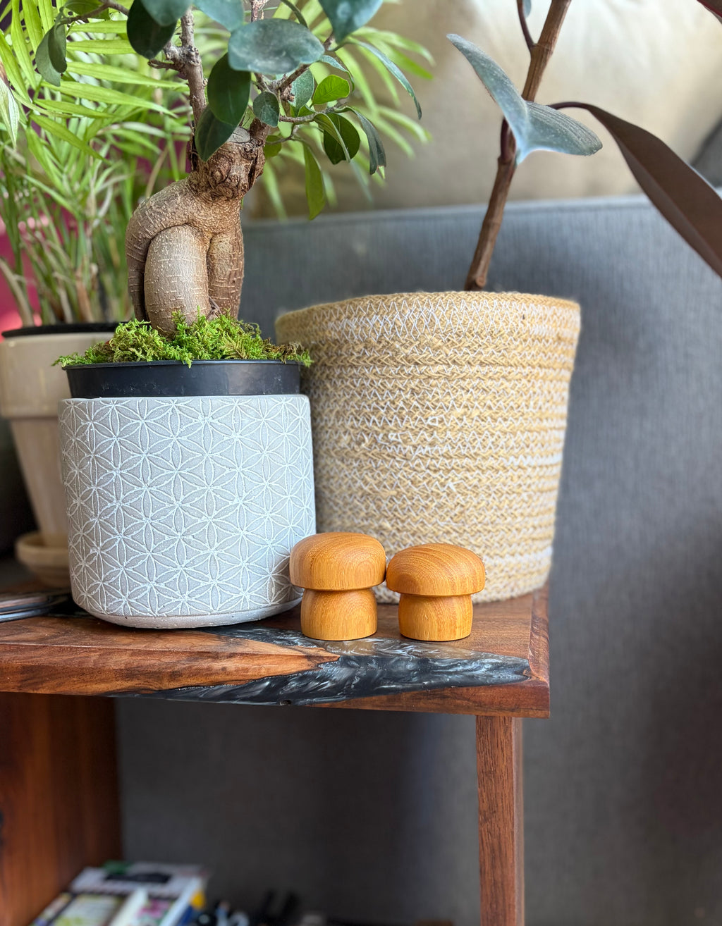 Hand Turned Osage Orange Wood Mushrooms – Natural Woodland Decor – Handmade Wooden Mushroom Pair