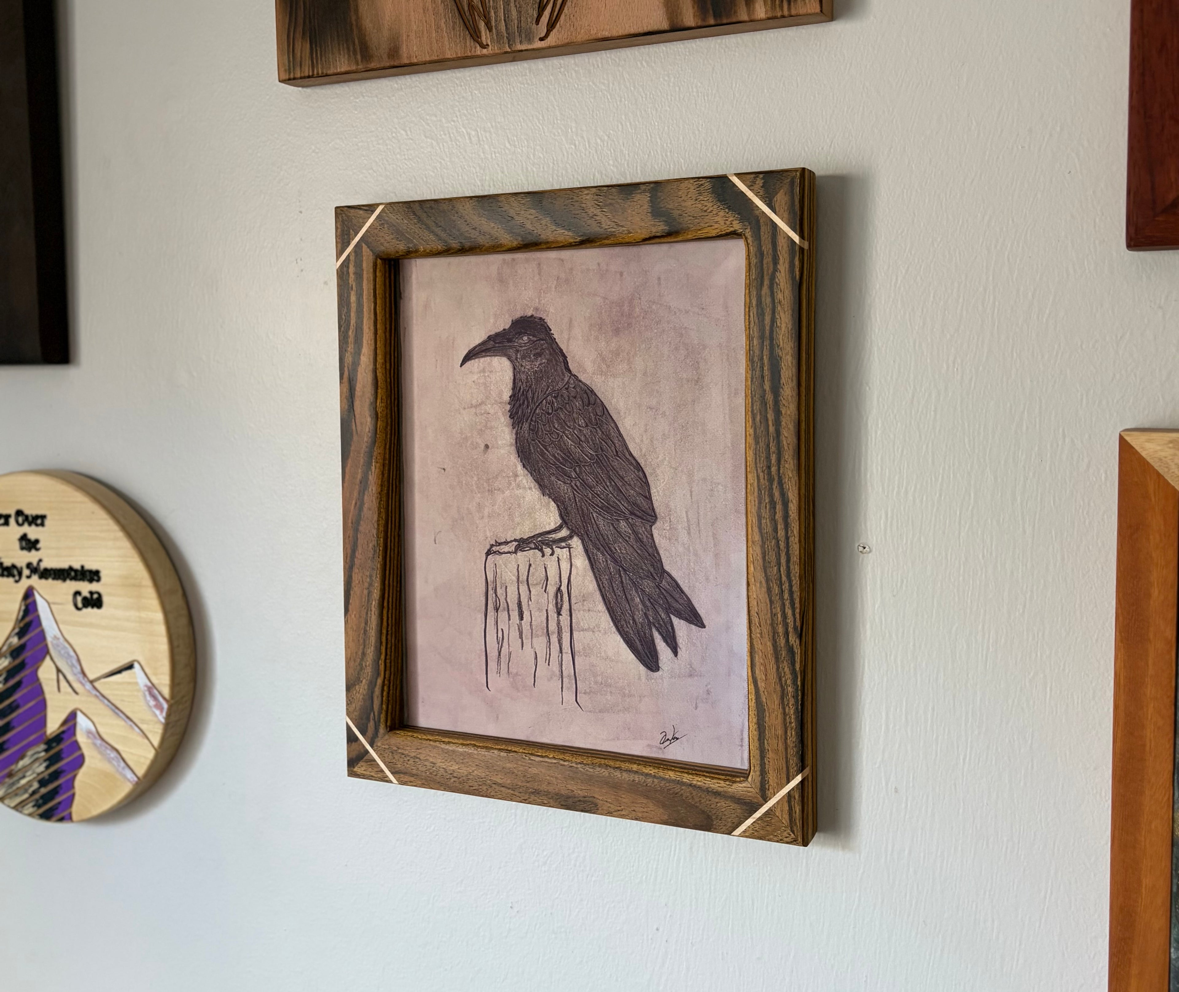 Raven Sketch Art Print – Hand-Drawn Cotton Canvas Wall Art (8.5" x 11")