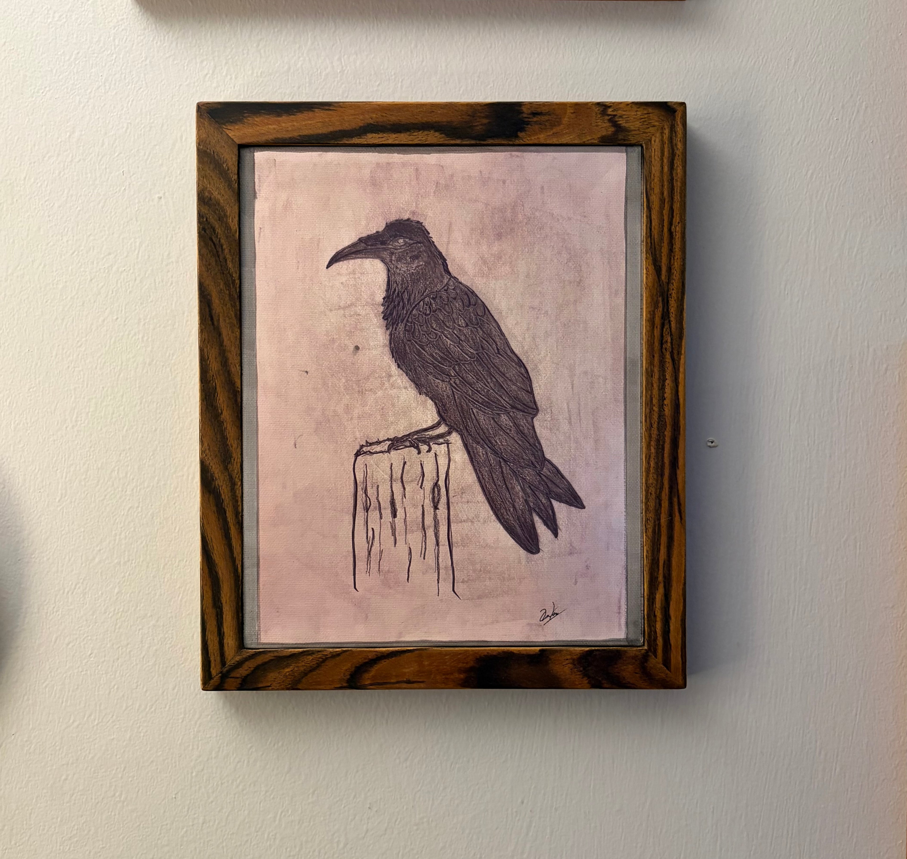Raven Sketch Art Print – Hand-Drawn Cotton Canvas Wall Art (8.5" x 11")