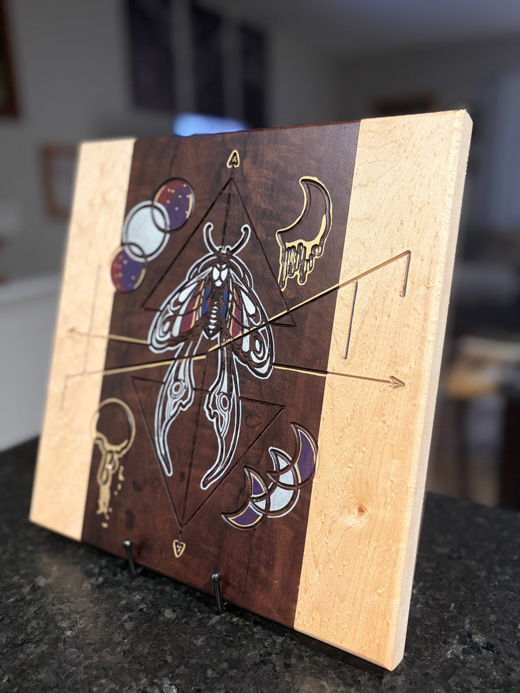 Life in Death | Original Celestial Moth Artwork on Katalox & Birdseye Maple