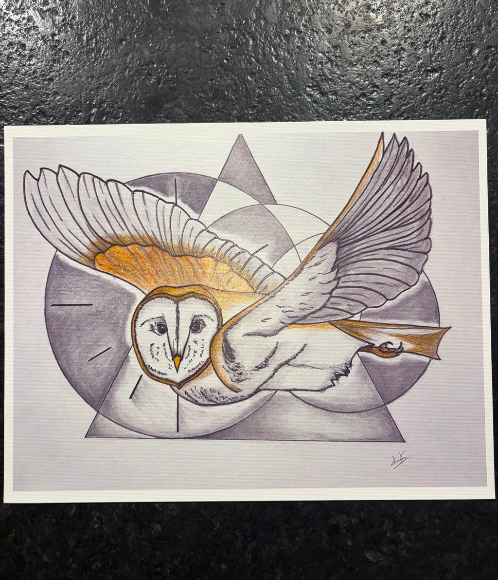 Labyrinth Goblin King Tribute Owl Canvas Print – Original Fantasy Sketch | 8.5" x 11"