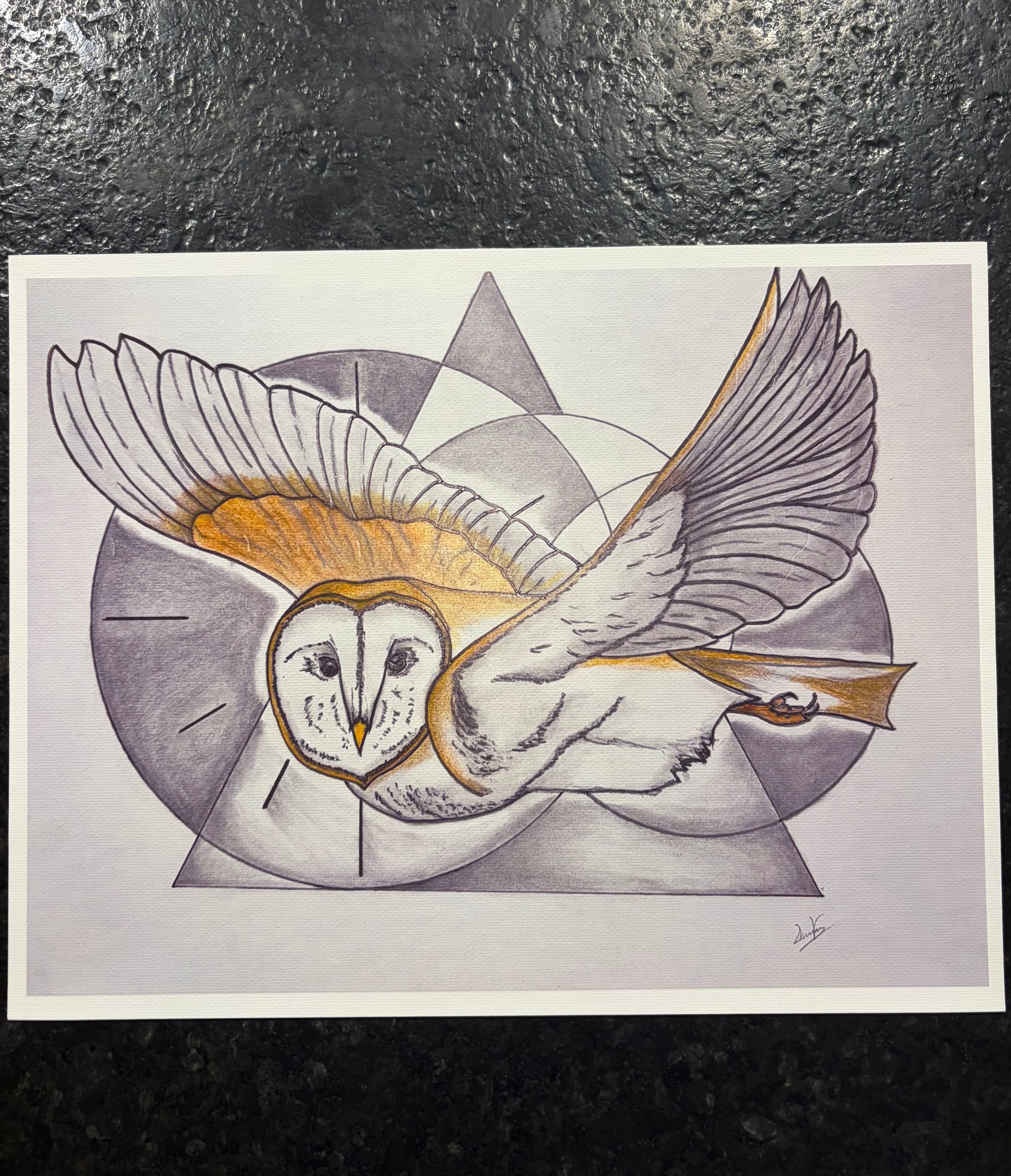 Labyrinth Goblin King Tribute Owl Canvas Print – Original Fantasy Sketch | 8.5" x 11"