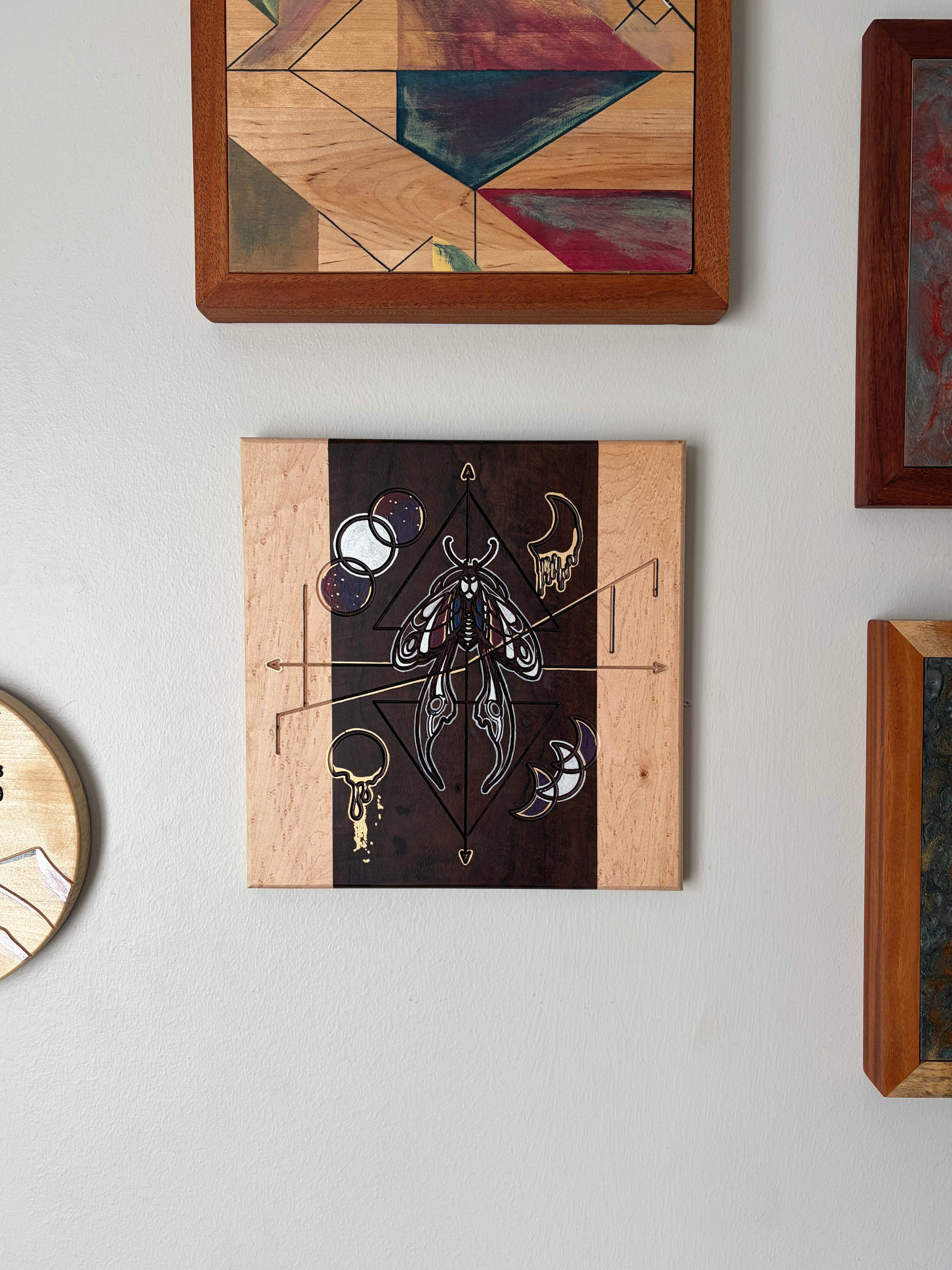 Life in Death | Original Celestial Moth Artwork on Katalox & Birdseye Maple