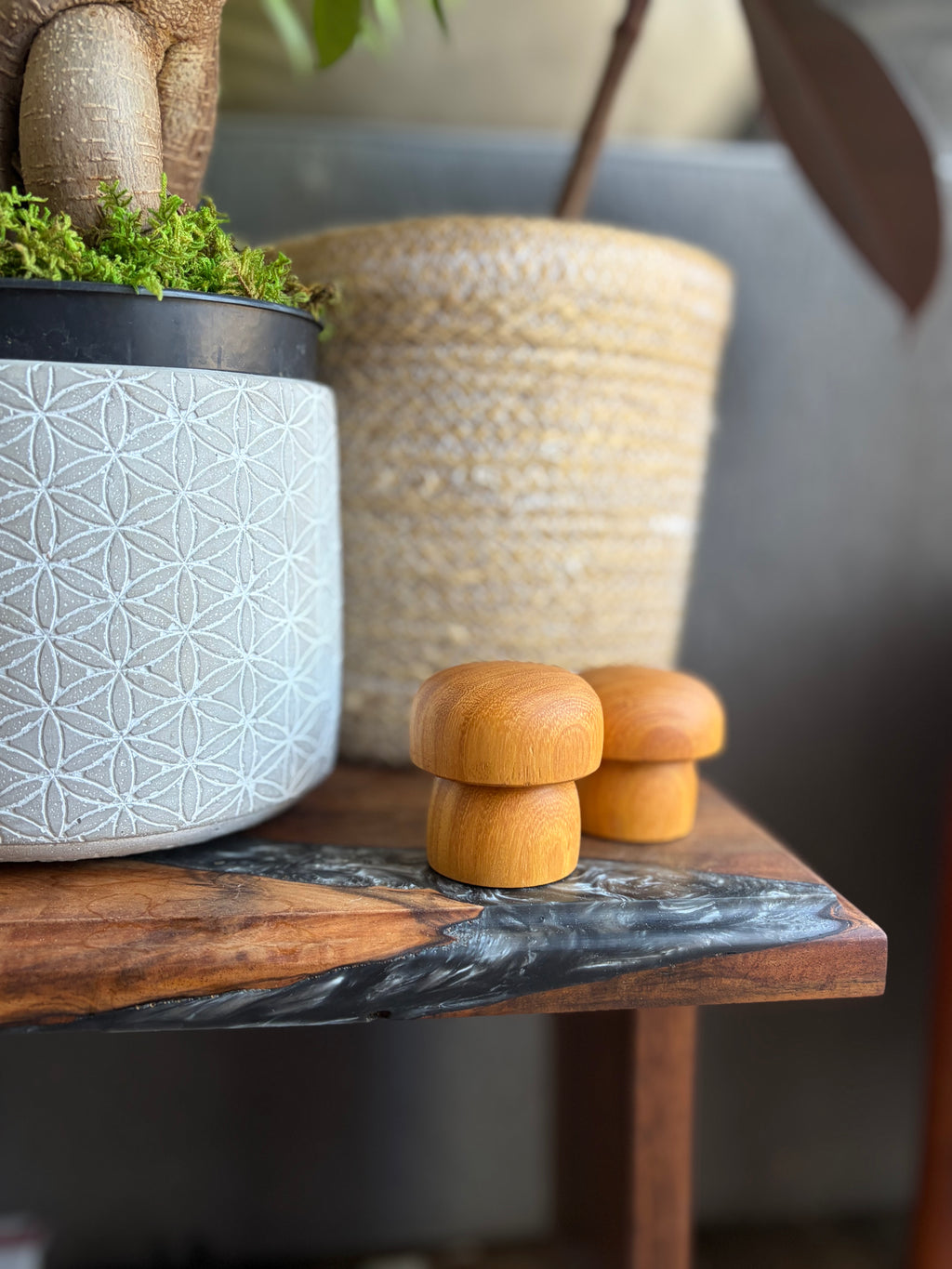 Hand Turned Osage Orange Wood Mushrooms – Natural Woodland Decor – Handmade Wooden Mushroom Pair