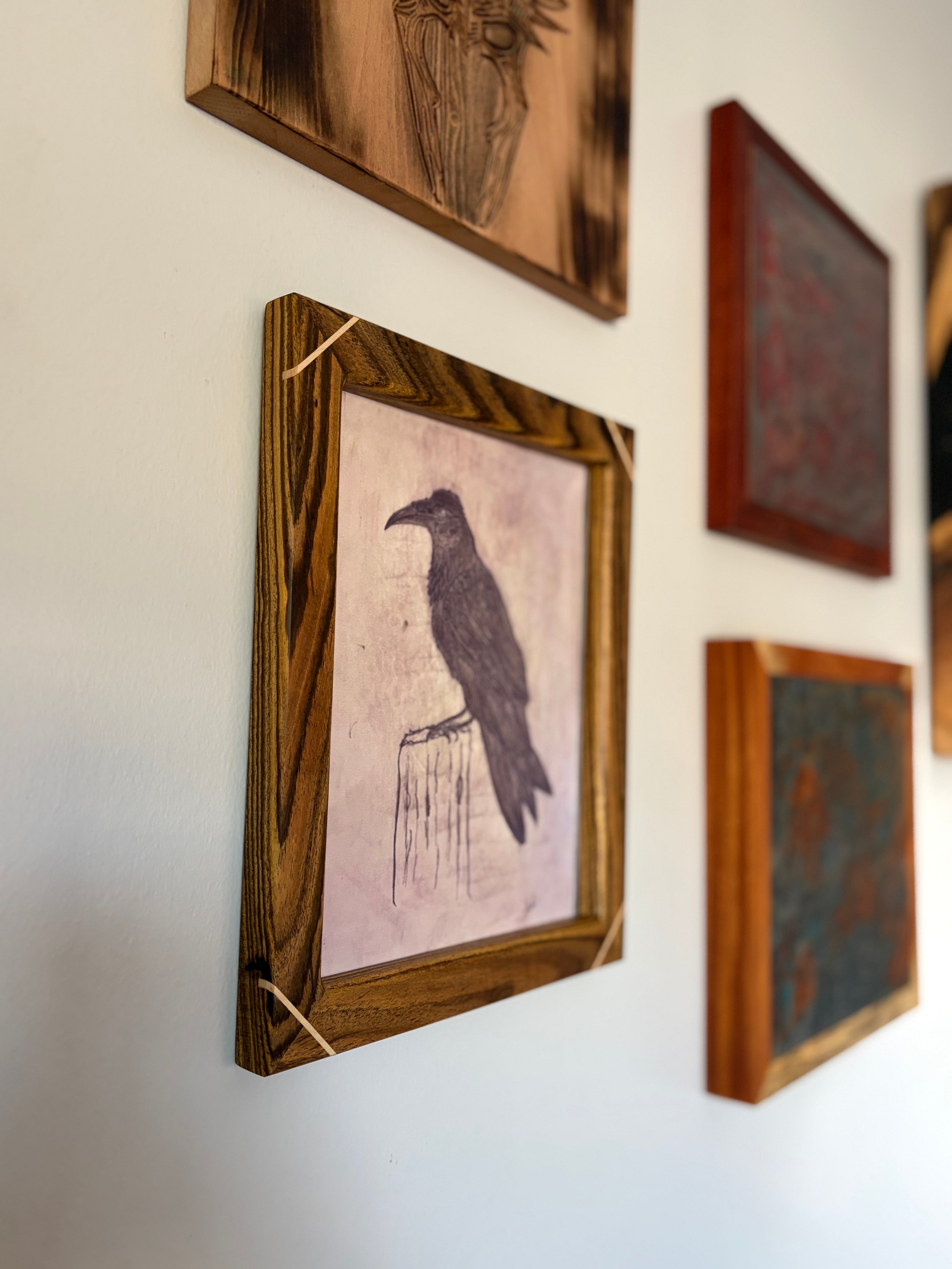 Raven Sketch Art Print – Hand-Drawn Cotton Canvas Wall Art (8.5" x 11")