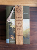 Handmade White Oak Bookmark | Emerson Quote with Lotus Flower