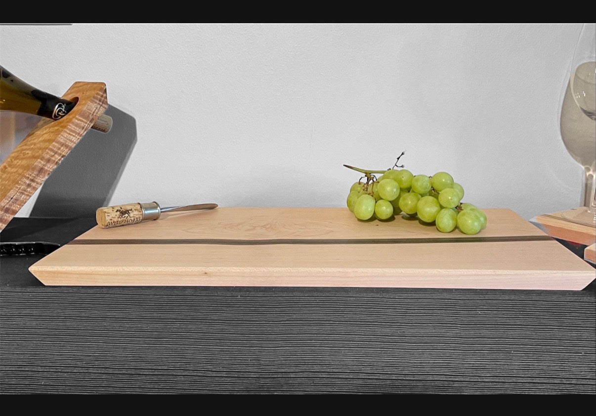 Handcrafted Maple River Charcuterie Board with Ambrosia Maple Coaster Set