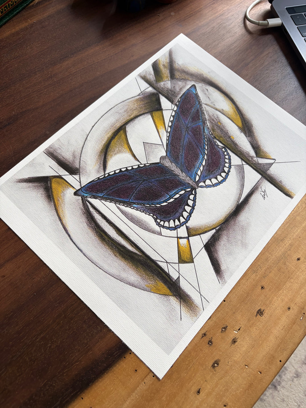 Butterfly Geometric Canvas Print | Original Sketch Art | 8.5" x 11" Cotton Canvas Wall Art