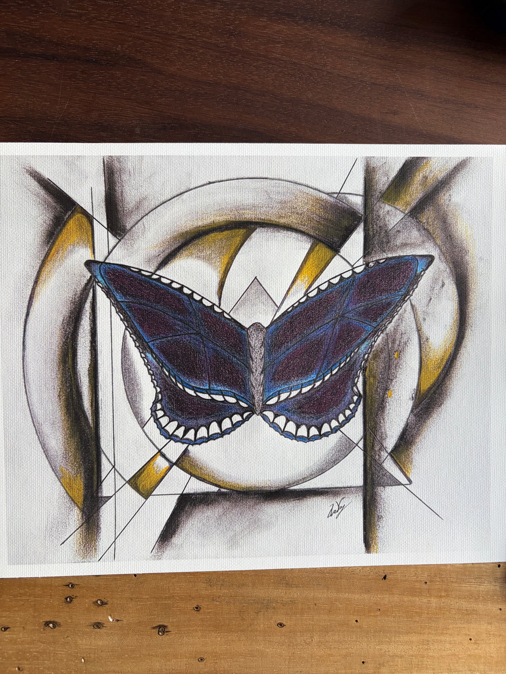 Butterfly Geometric Canvas Print | Original Sketch Art | 8.5" x 11" Cotton Canvas Wall Art