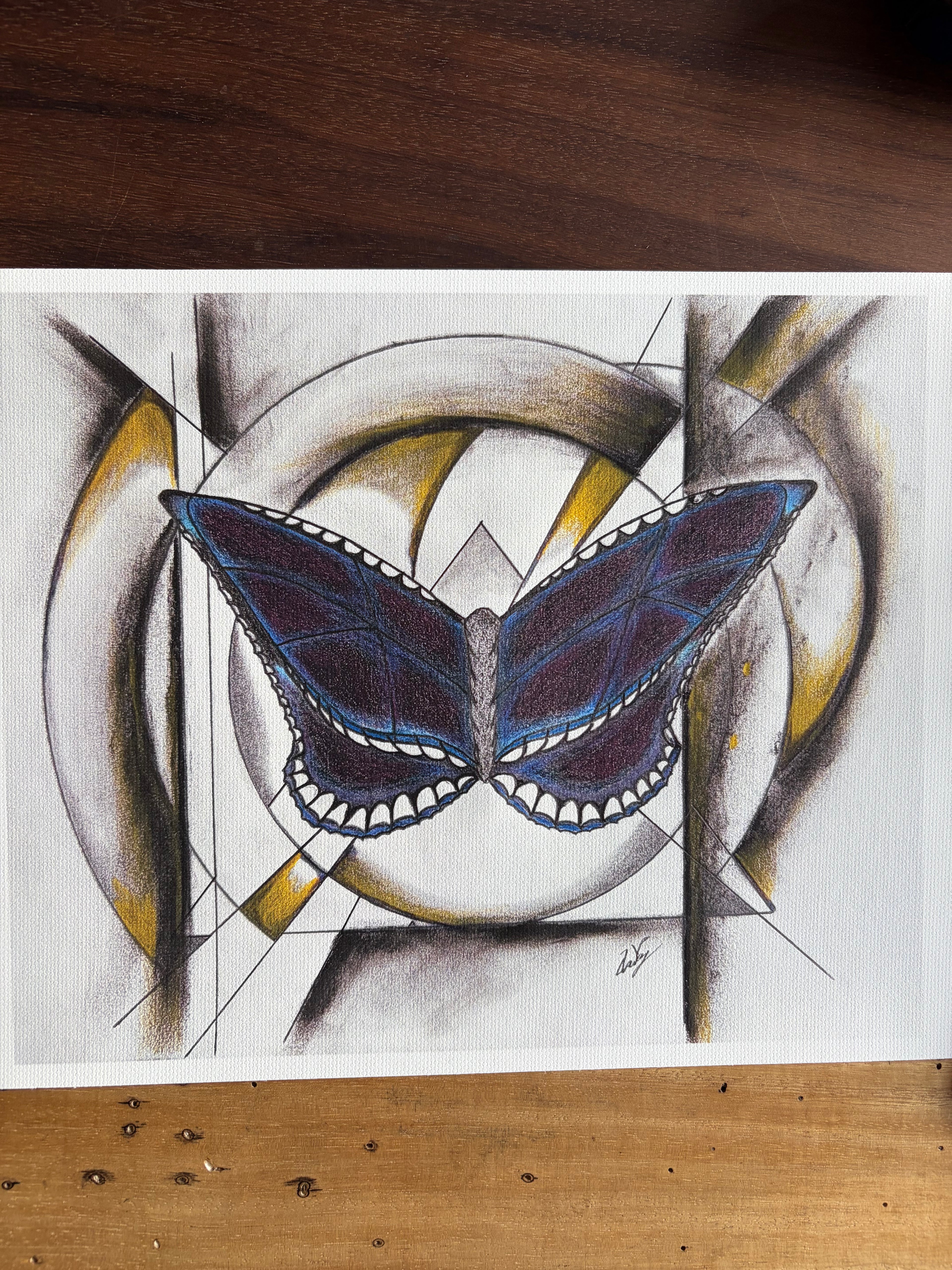 Butterfly Geometric Canvas Print | Original Sketch Art | 8.5" x 11" Cotton Canvas Wall Art