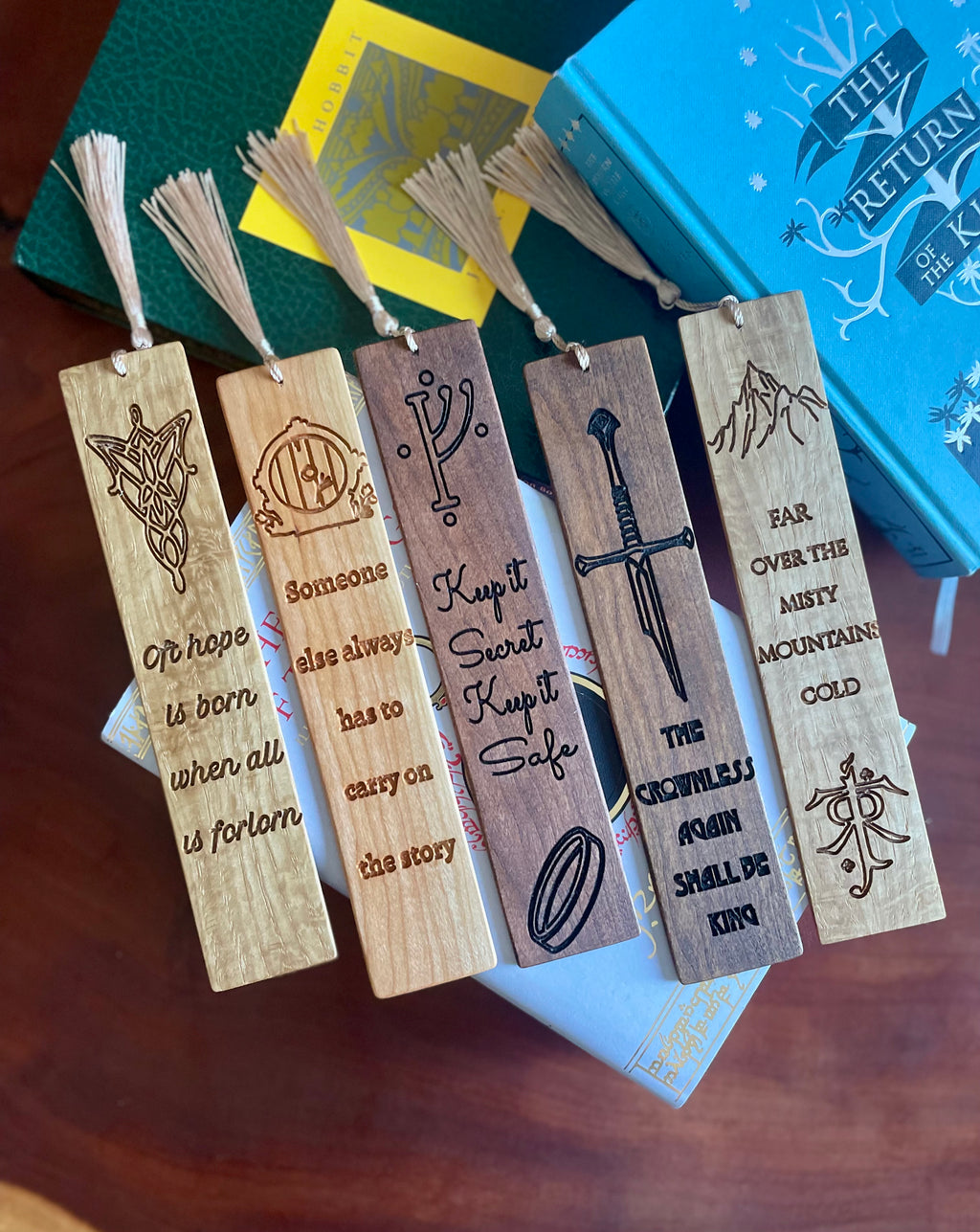 The Lord of the Rings Inspired Wooden Bookmark Collection