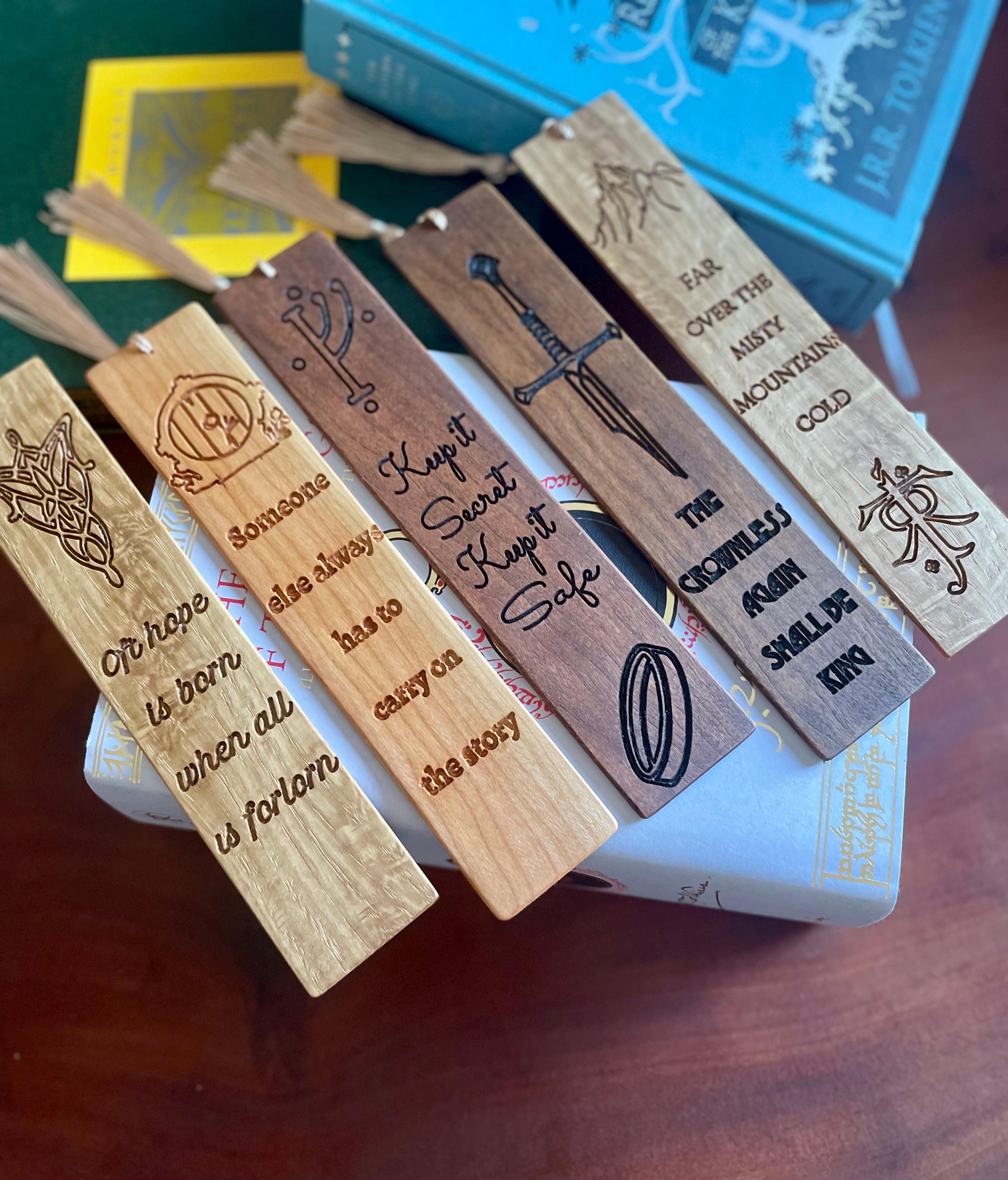 The Lord of the Rings Inspired Wooden Bookmark Collection