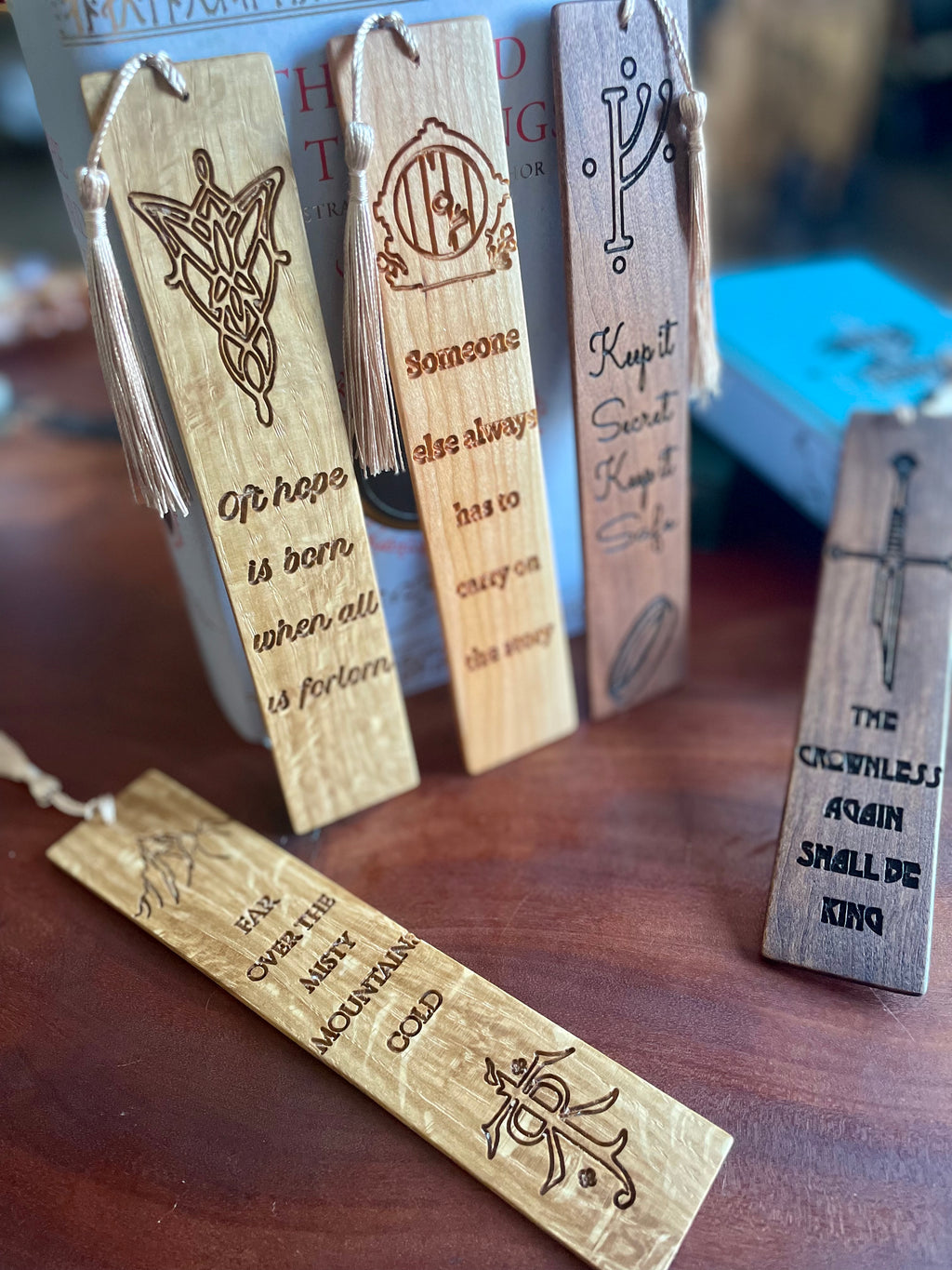 The Lord of the Rings Inspired Wooden Bookmark Collection