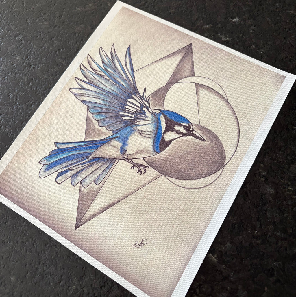 Blue Jay Geometric Canvas Print – (8.5" x 11")