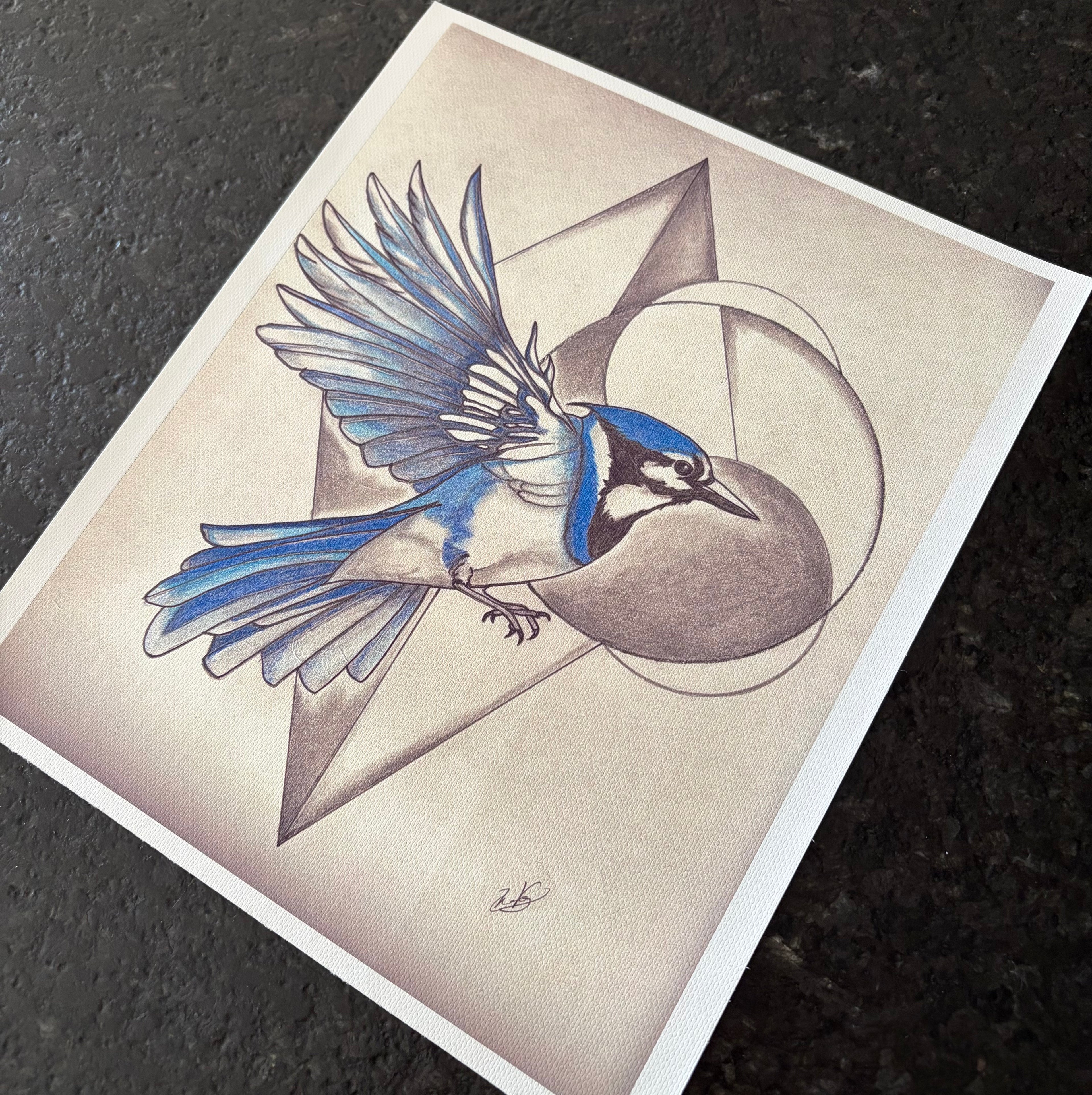 Blue Jay Geometric Canvas Print – (8.5" x 11")