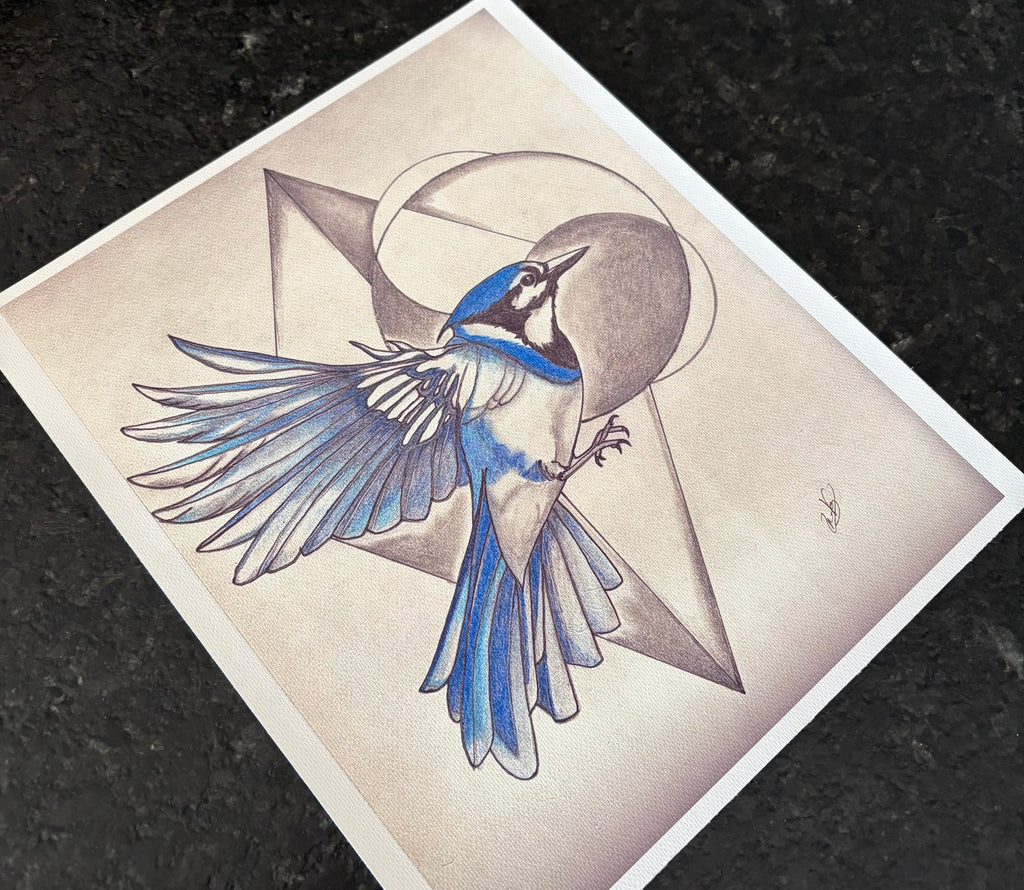 Blue Jay Geometric Canvas Print – (8.5" x 11")