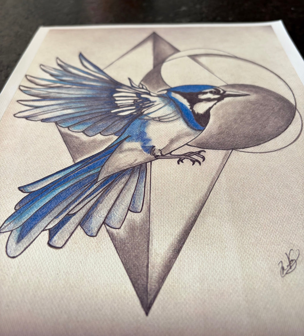 Blue Jay Geometric Canvas Print – (8.5" x 11")