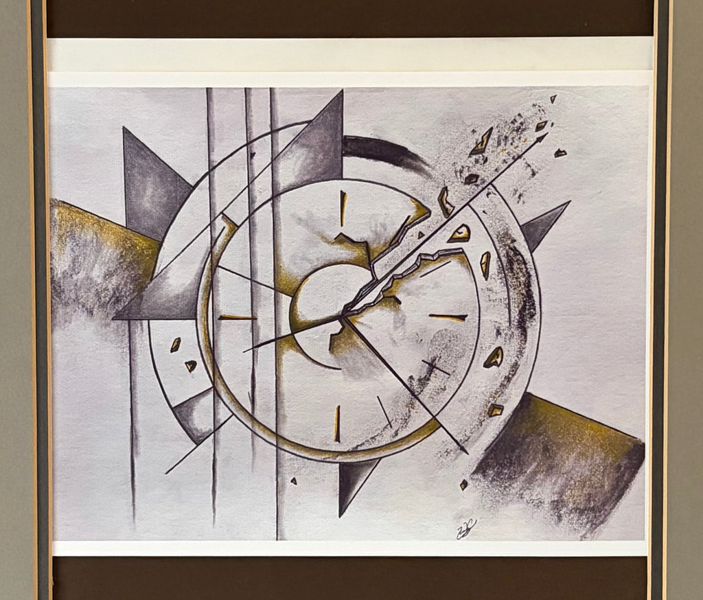 “Fractured Time” - Abstract Clock Cotton Canvas Print