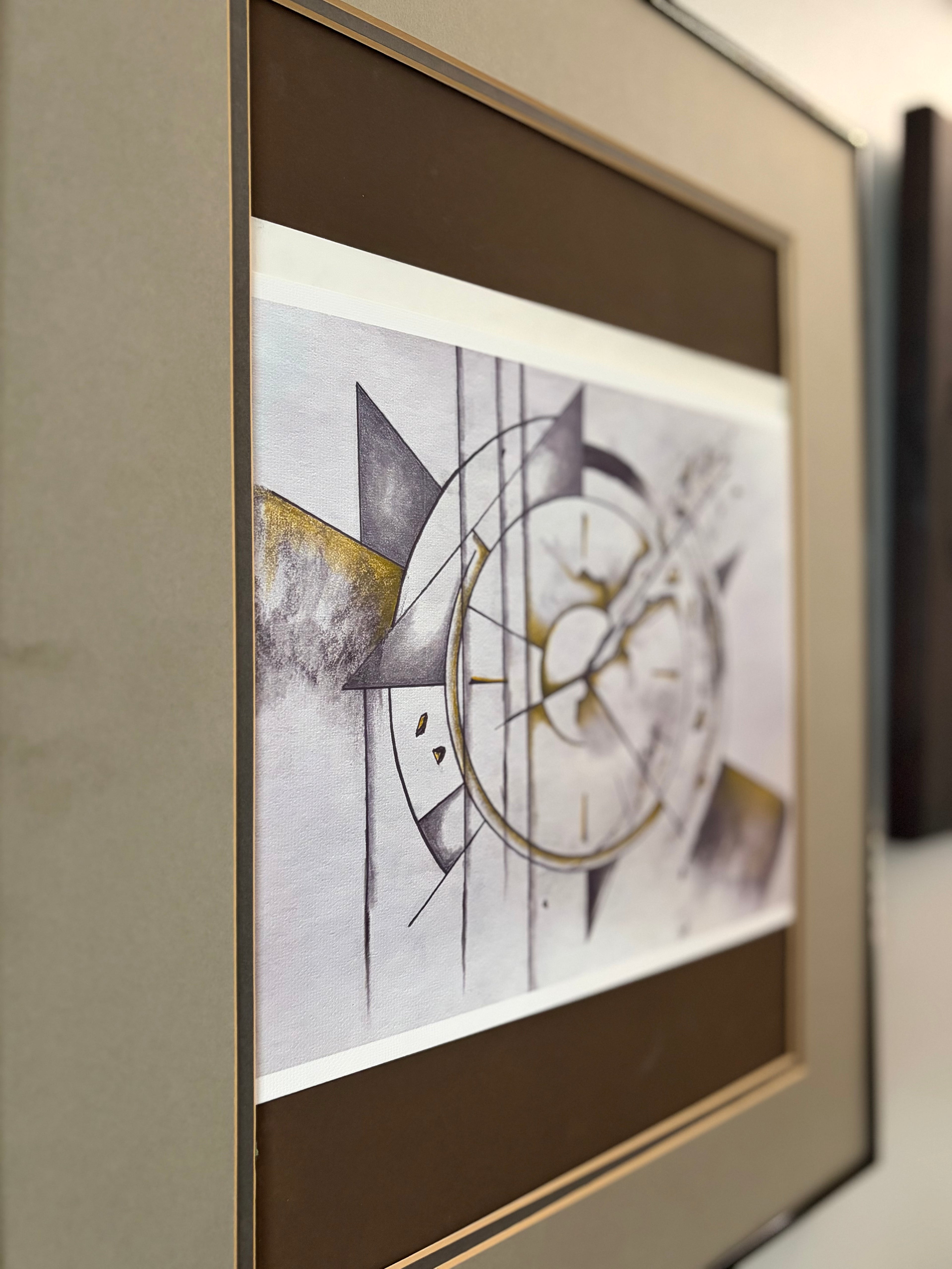 “Fractured Time” - Abstract Clock Cotton Canvas Print