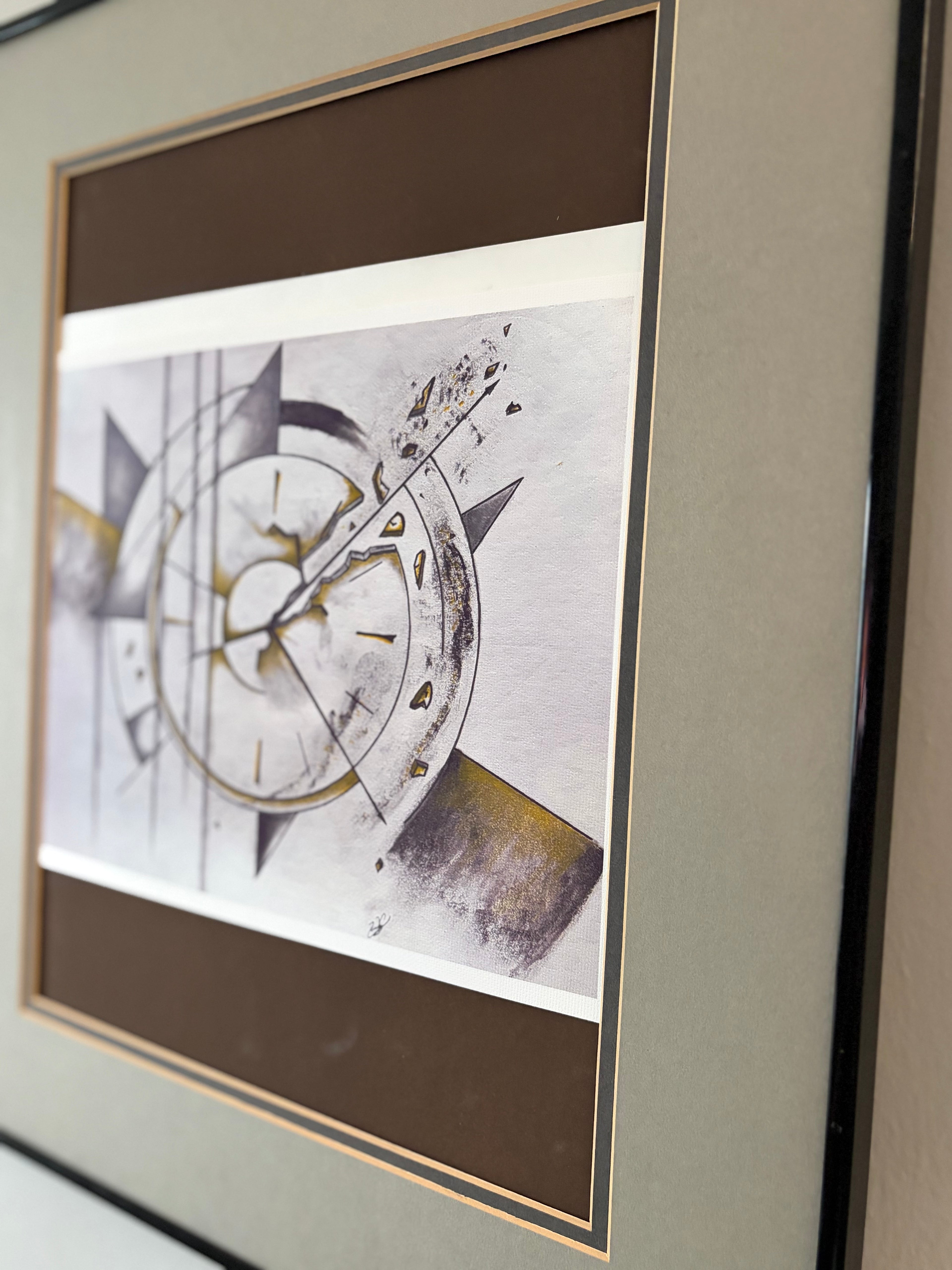 “Fractured Time” - Abstract Clock Cotton Canvas Print