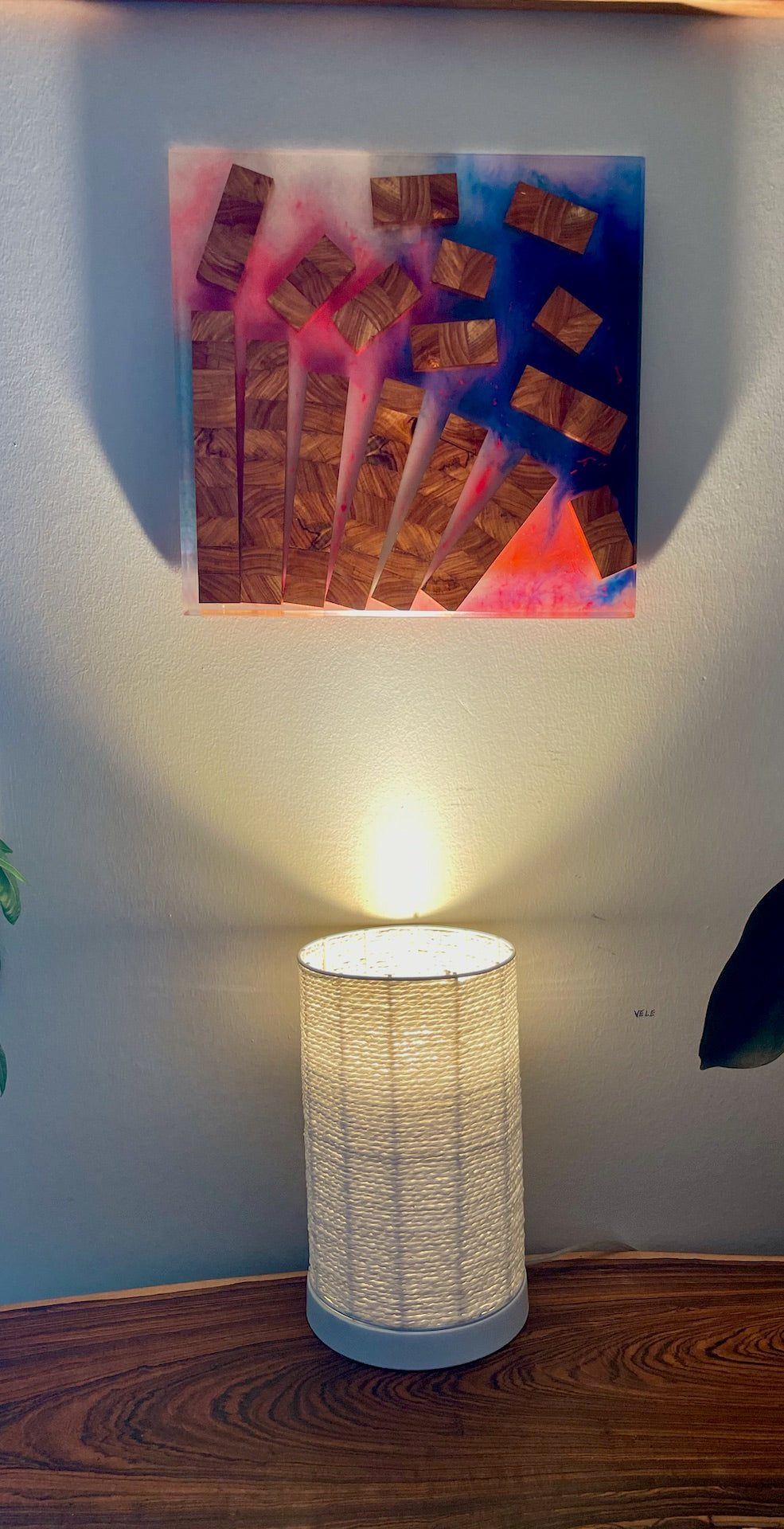 Handmade Epoxy Resin Canary Wood Wall Art – Falling Timber Abstract Decor