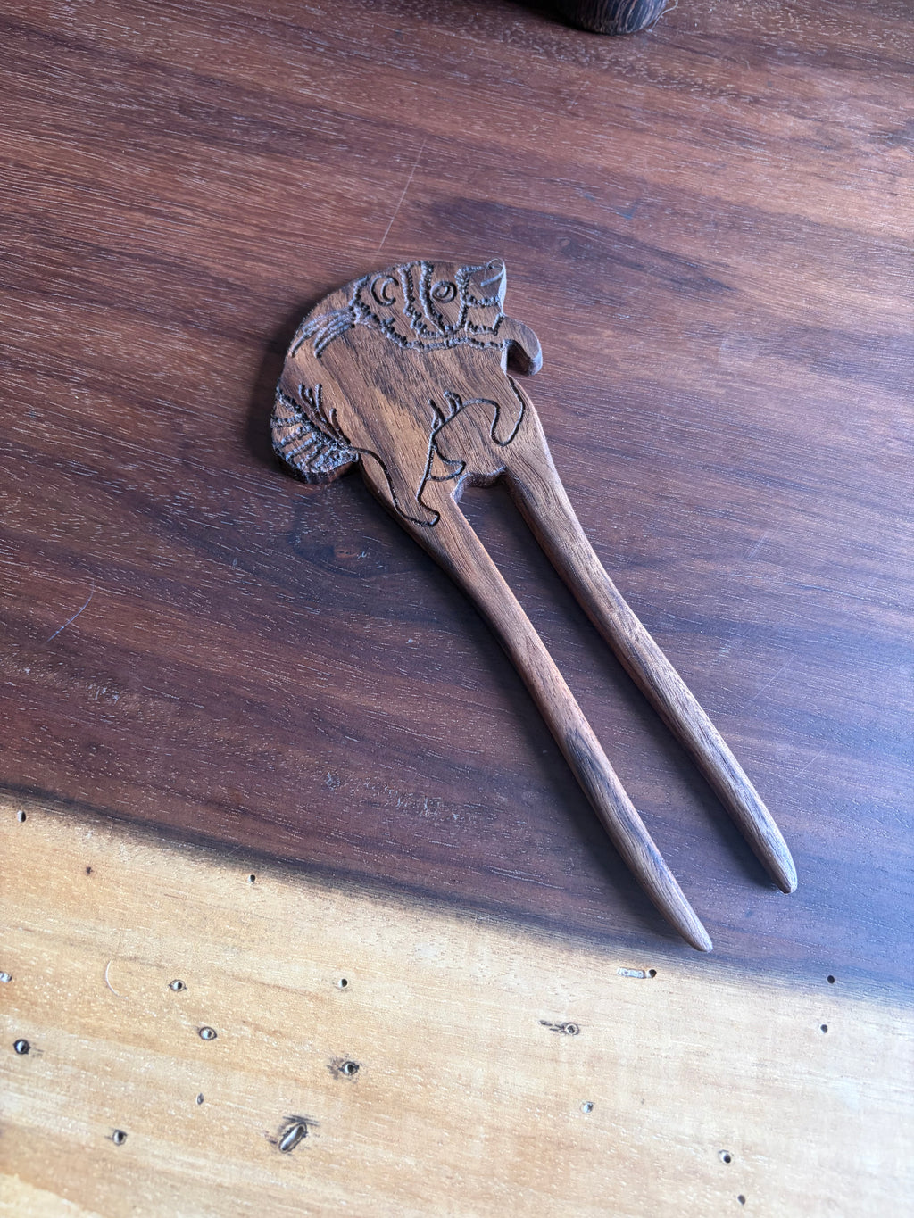 Jimothy the Raccoon Wooden Hair Fork
