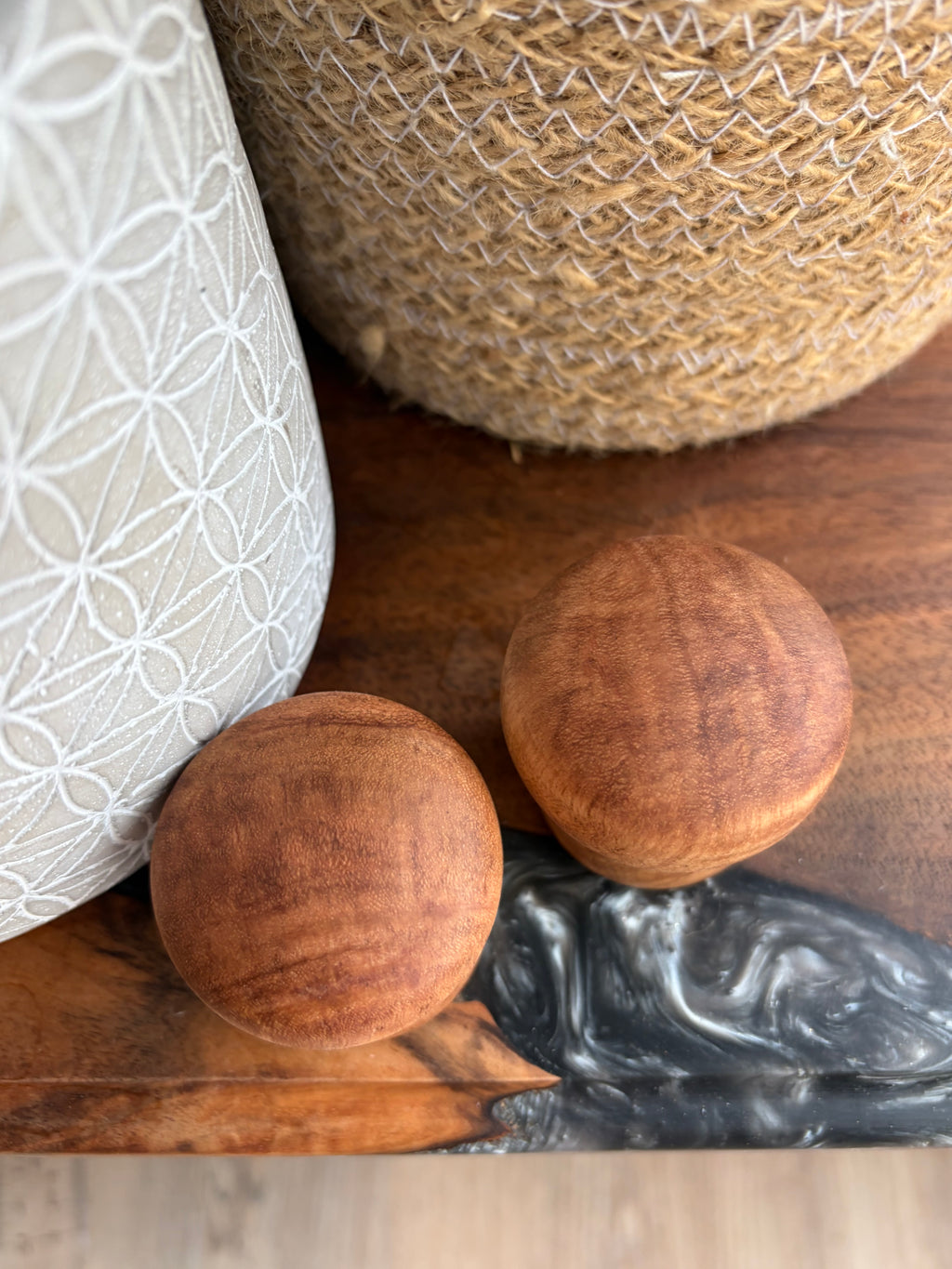 Handcrafted Tiger Maple Wood Mushroom Set | Turned Wooden Mushroom Decor | Natural Woodland Shelf Decor